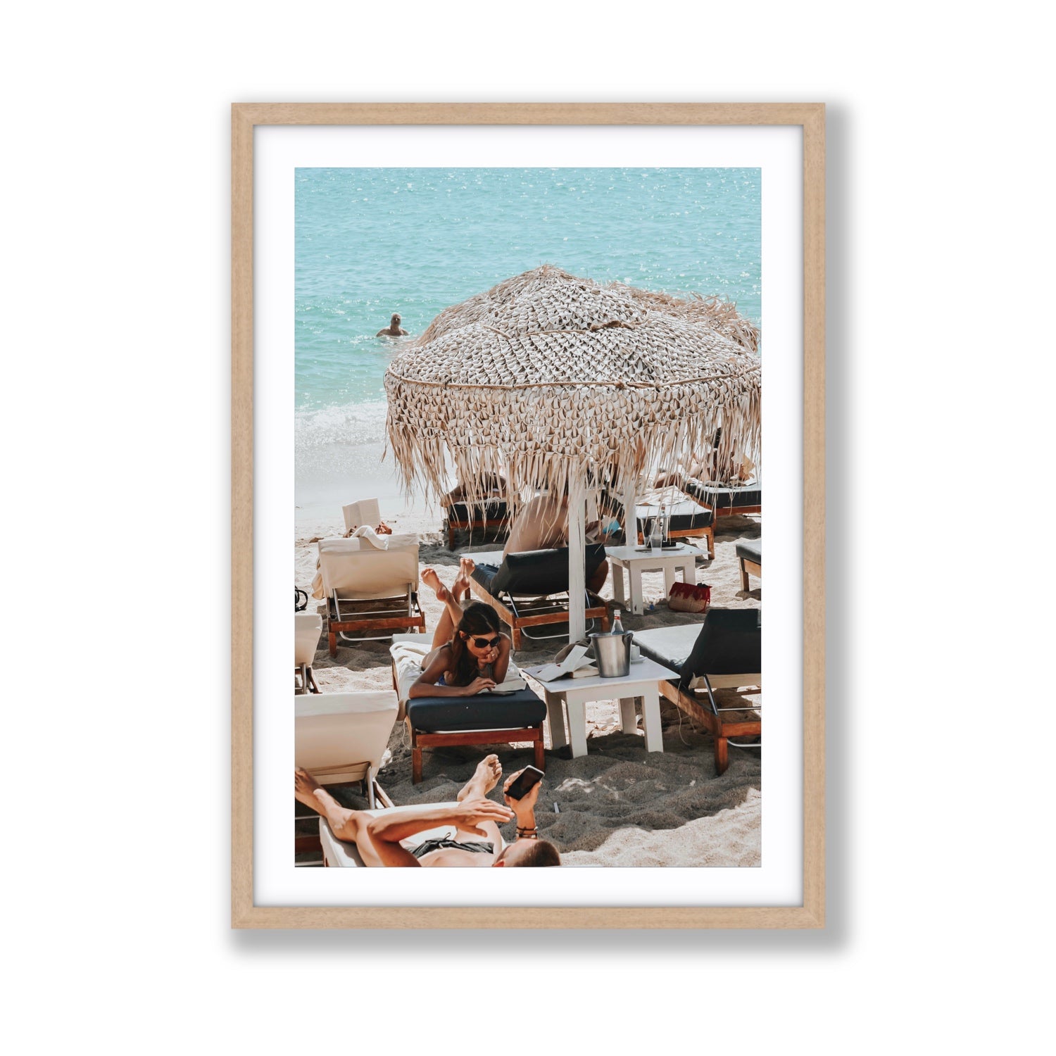 In The Zone Mykonos Greek island wall art Giant fine art print in natural oak frame with matboard