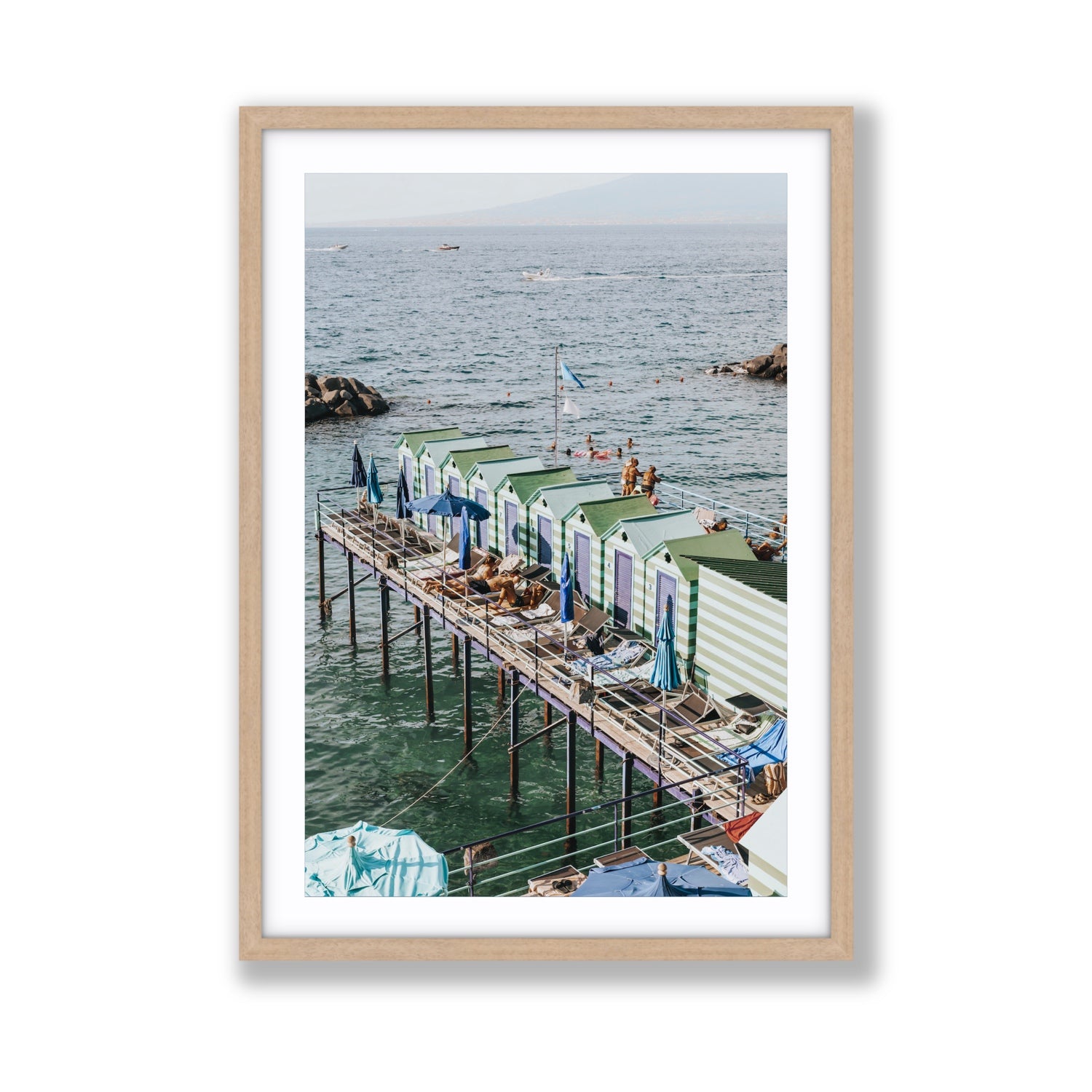 Cabine da Spiaggia fine art print, Sorrento, Italy, Giant, Natural Oak Frame · Matboard, Fine Art Print