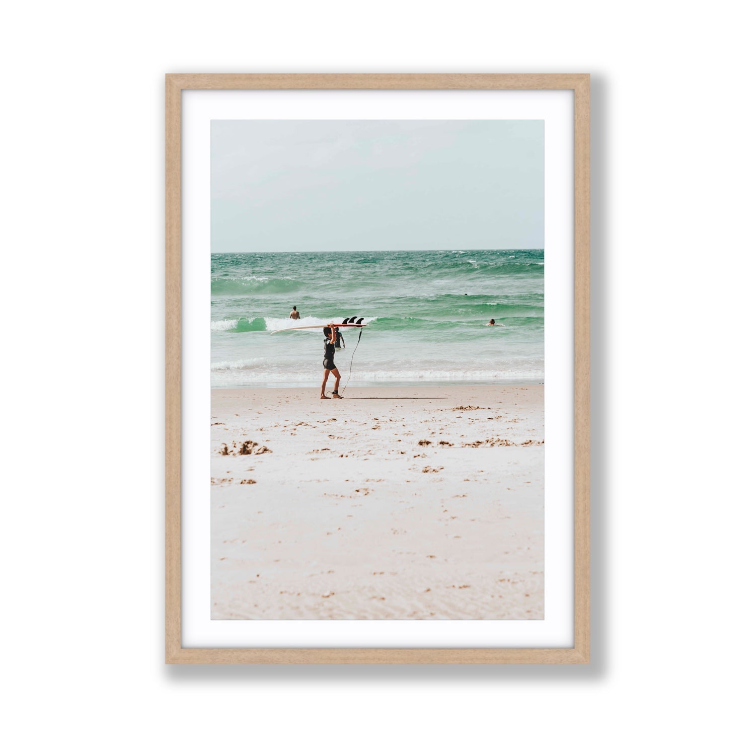 Grommet Byron Bay Surf coastal wall art Giant fine art print in natural oak frame with matboard