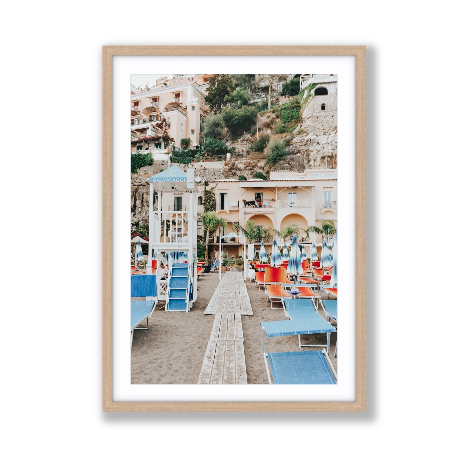 Torre Di Salvataggio fine art print, Positano, Italy, Giant, Natural Oak Frame · Matboard, Fine Art Print