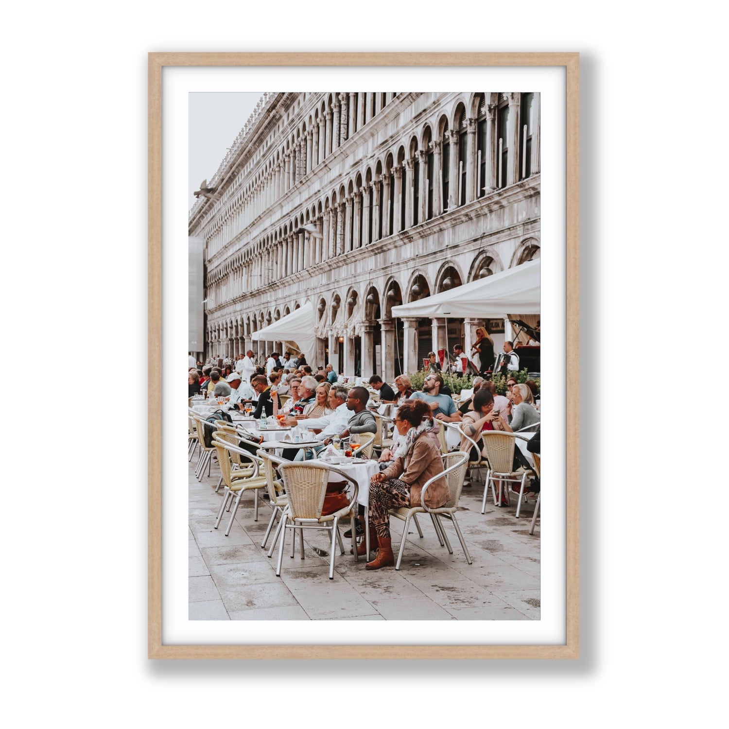 Lunchbreak Venice Italian wall art Gallery fine art print in natural oak frame with matboard