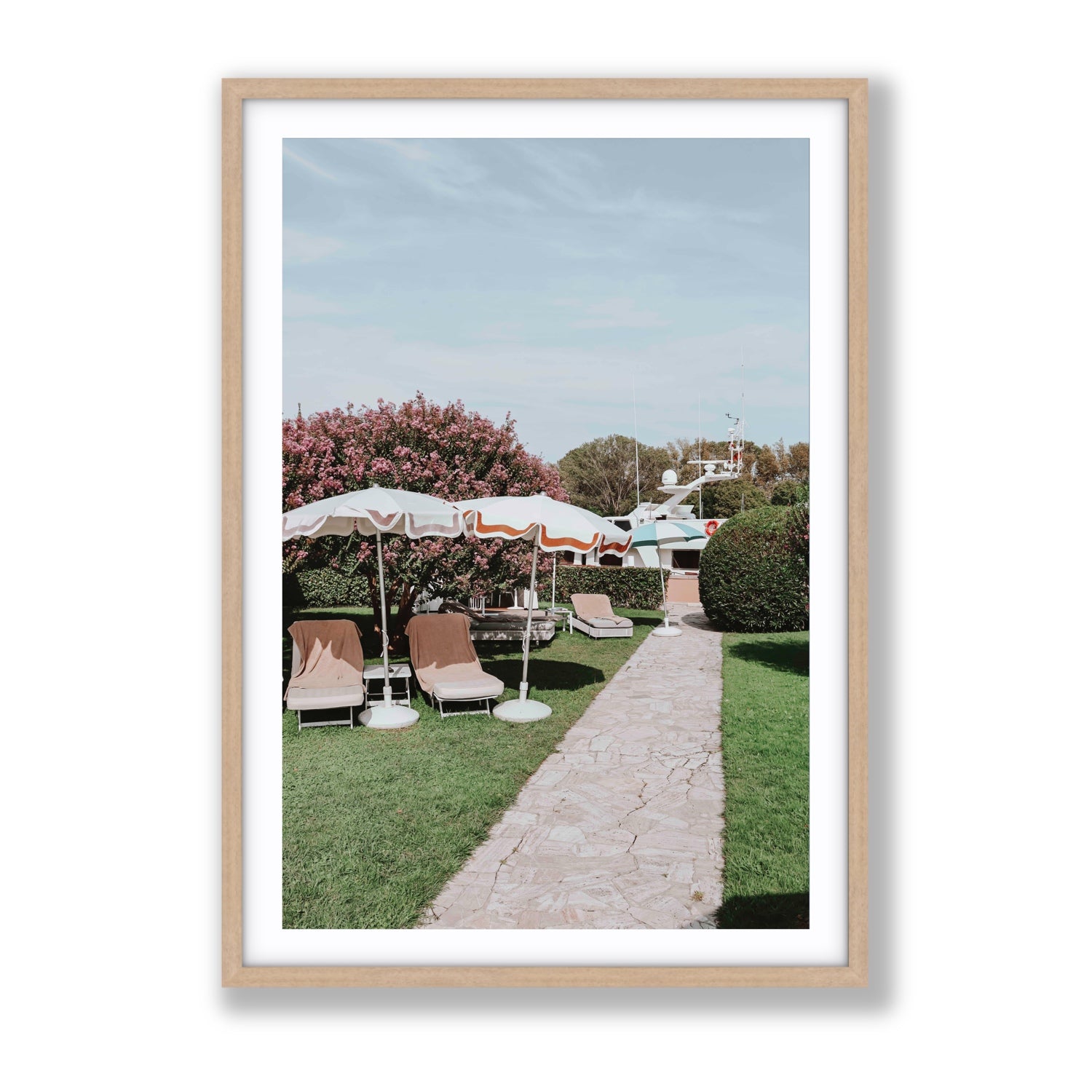 A Bellini Awaits Venice Italian wall art Gallery fine art print in natural oak frame with matboard