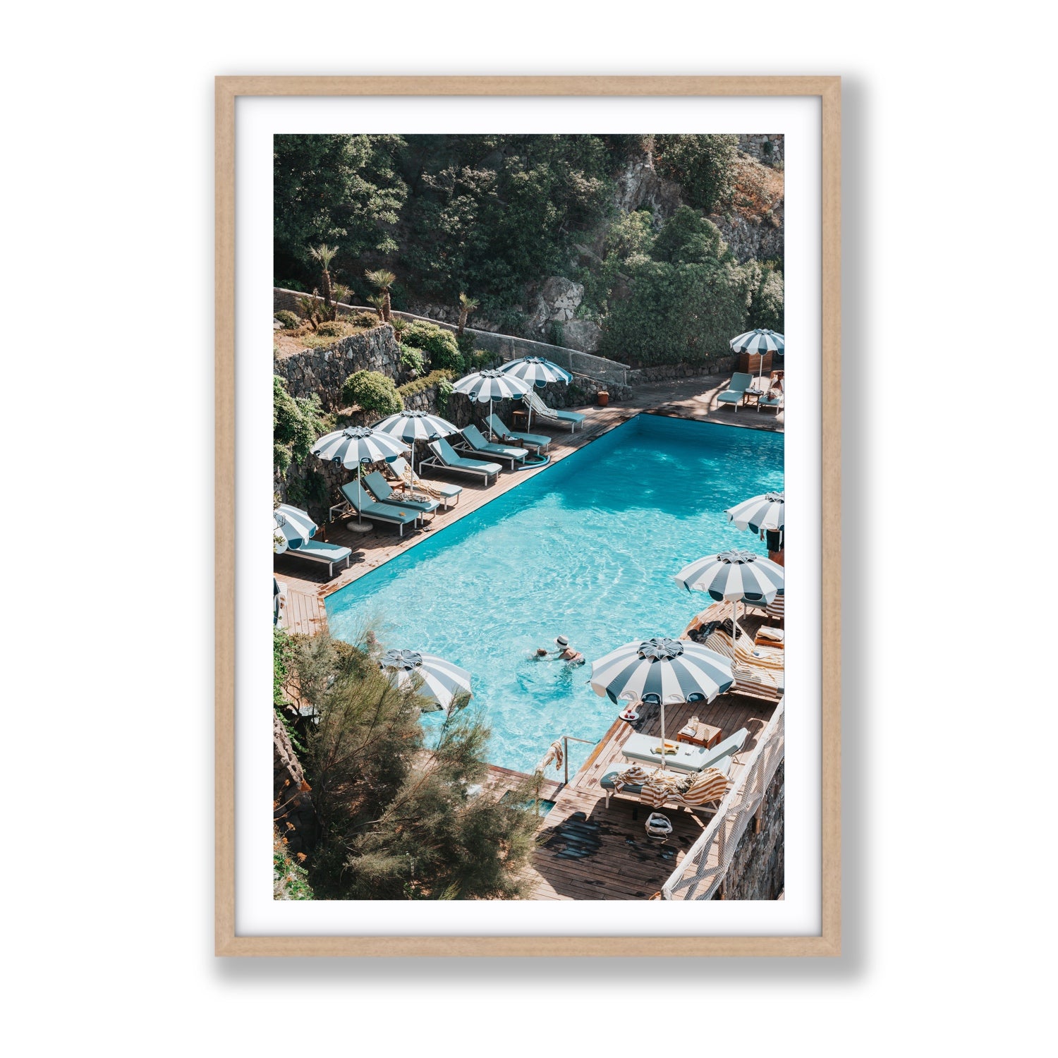 Poolside Paradise fine art print, Ischia, Italy, Gallery, Natural Oak Frame · Matboard, Fine Art Print