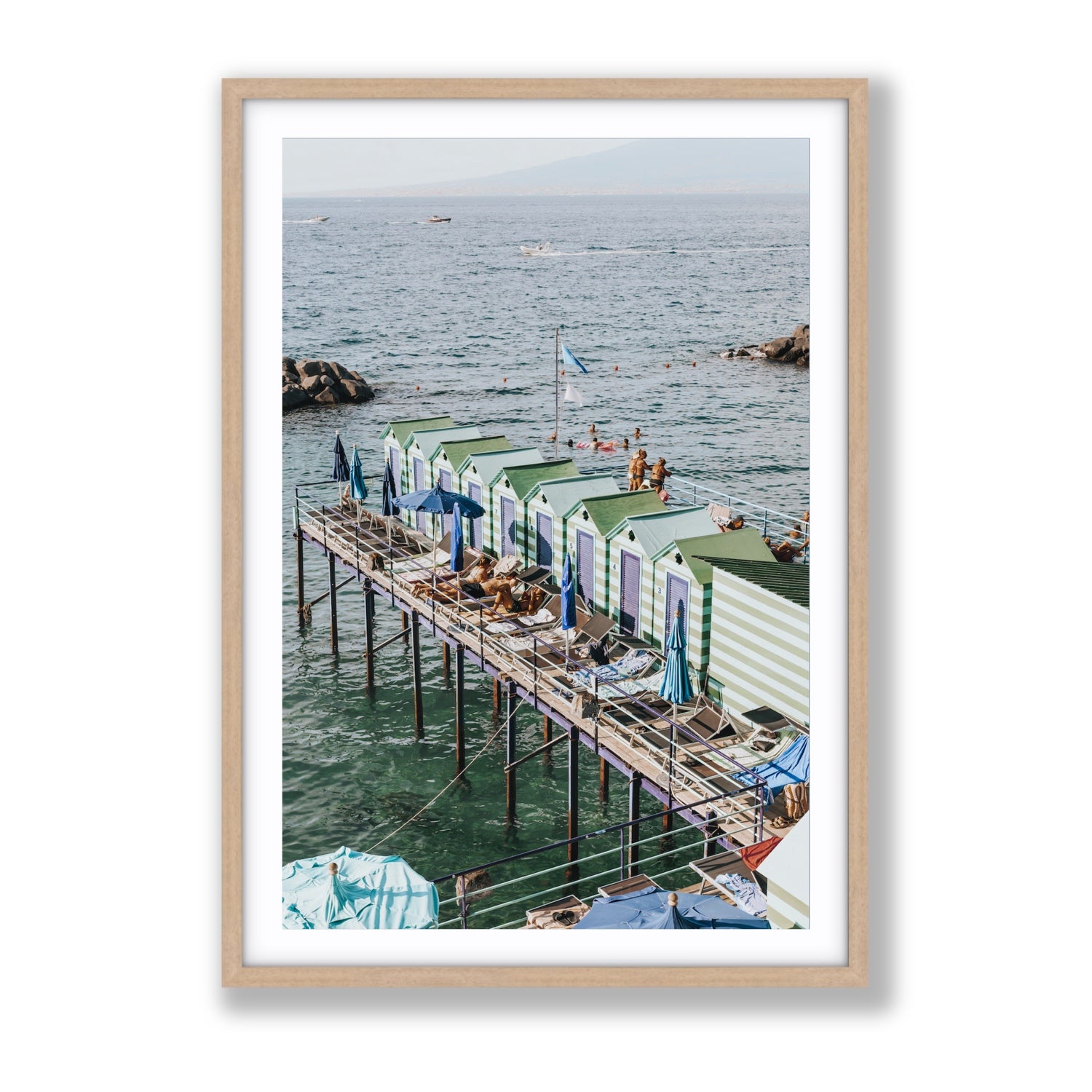 Cabine da Spiaggia fine art print, Sorrento, Italy, Gallery, Natural Oak Frame · Matboard, Fine Art Print