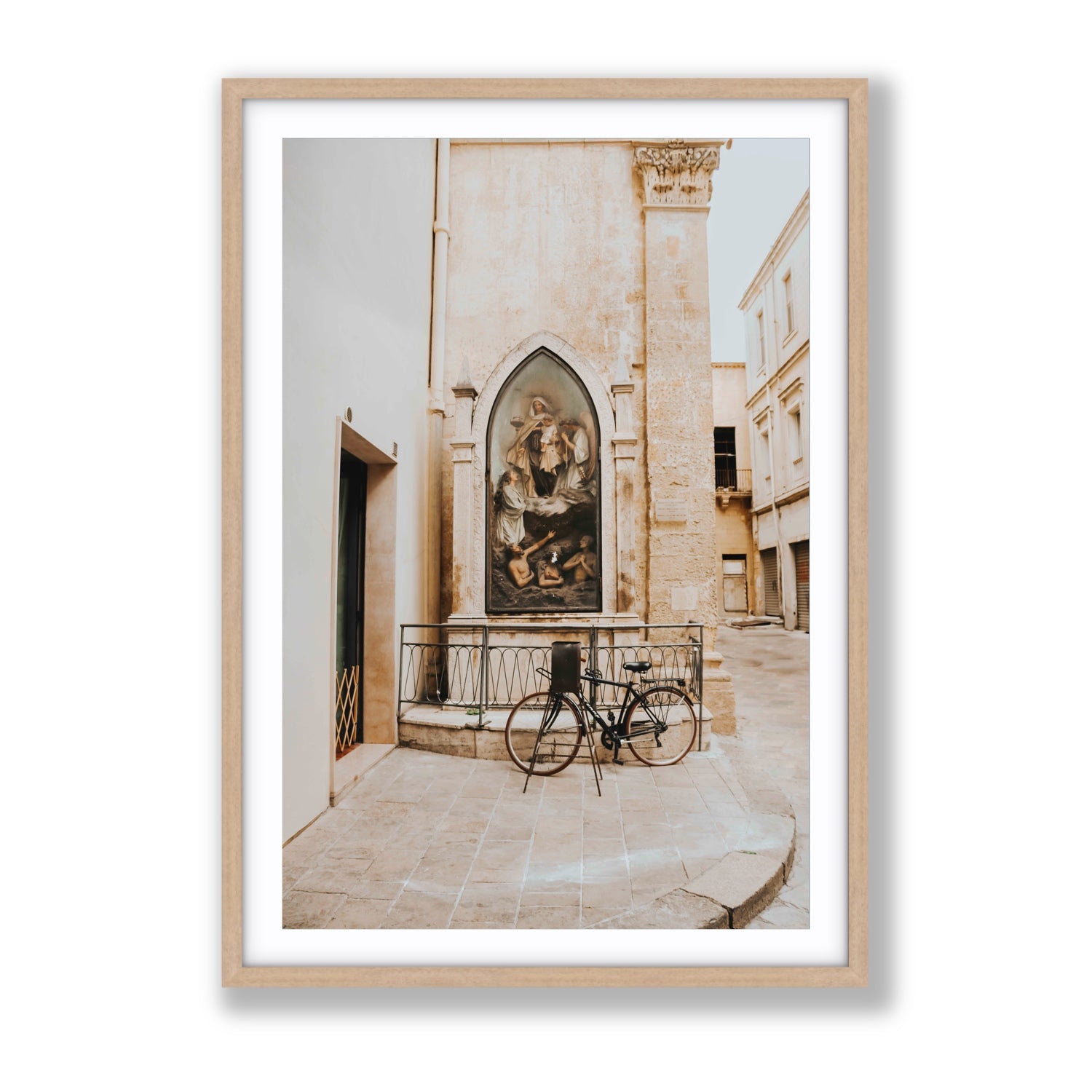 La Chiesa Puglia Otranto Italian wall art Gallery fine art print in natural oak frame with matboard