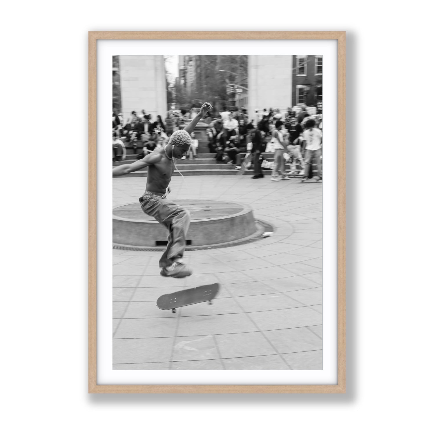 Airborne Rhythms New York NYC Black & White wall art Gallery fine art print in natural oak frame with matboard