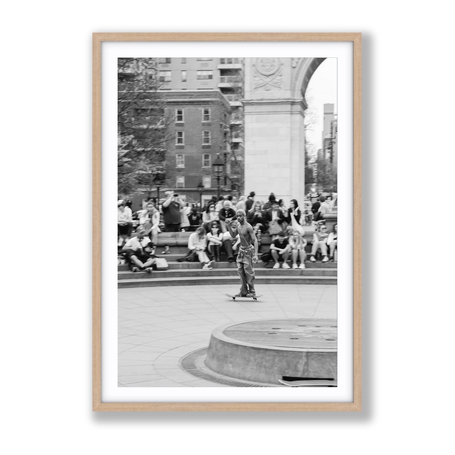 Parkside Pirouettes New York NYC Black & White wall art Gallery fine art print in natural oak frame with matboard