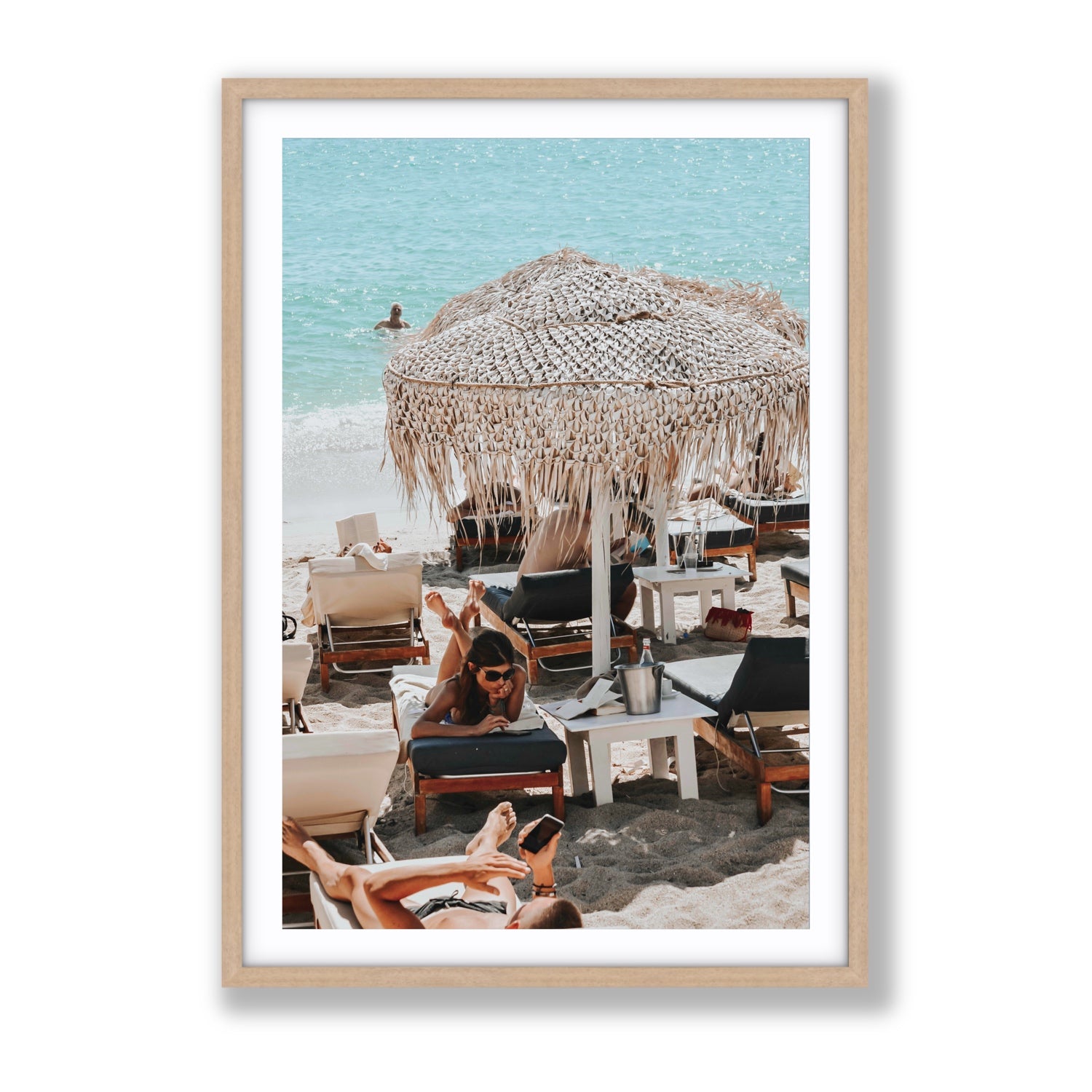 In The Zone Mykonos Greek island wall art Gallery fine art print in natural oak frame with matboard