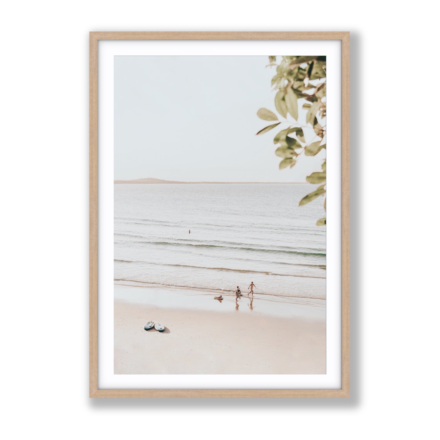 Walking On Sunshine fine art print, Noosa, Australia, coastal scenes artwork, Gallery, Natural Oak Frame · Matboard, Fine Art Print