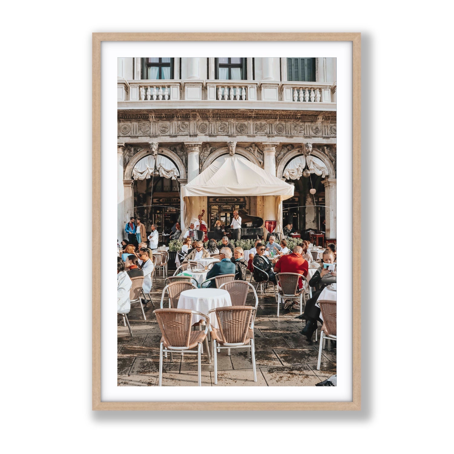 Piazza San Marco Venice Italian wall art Gallery fine art print in natural oak frame with matboard