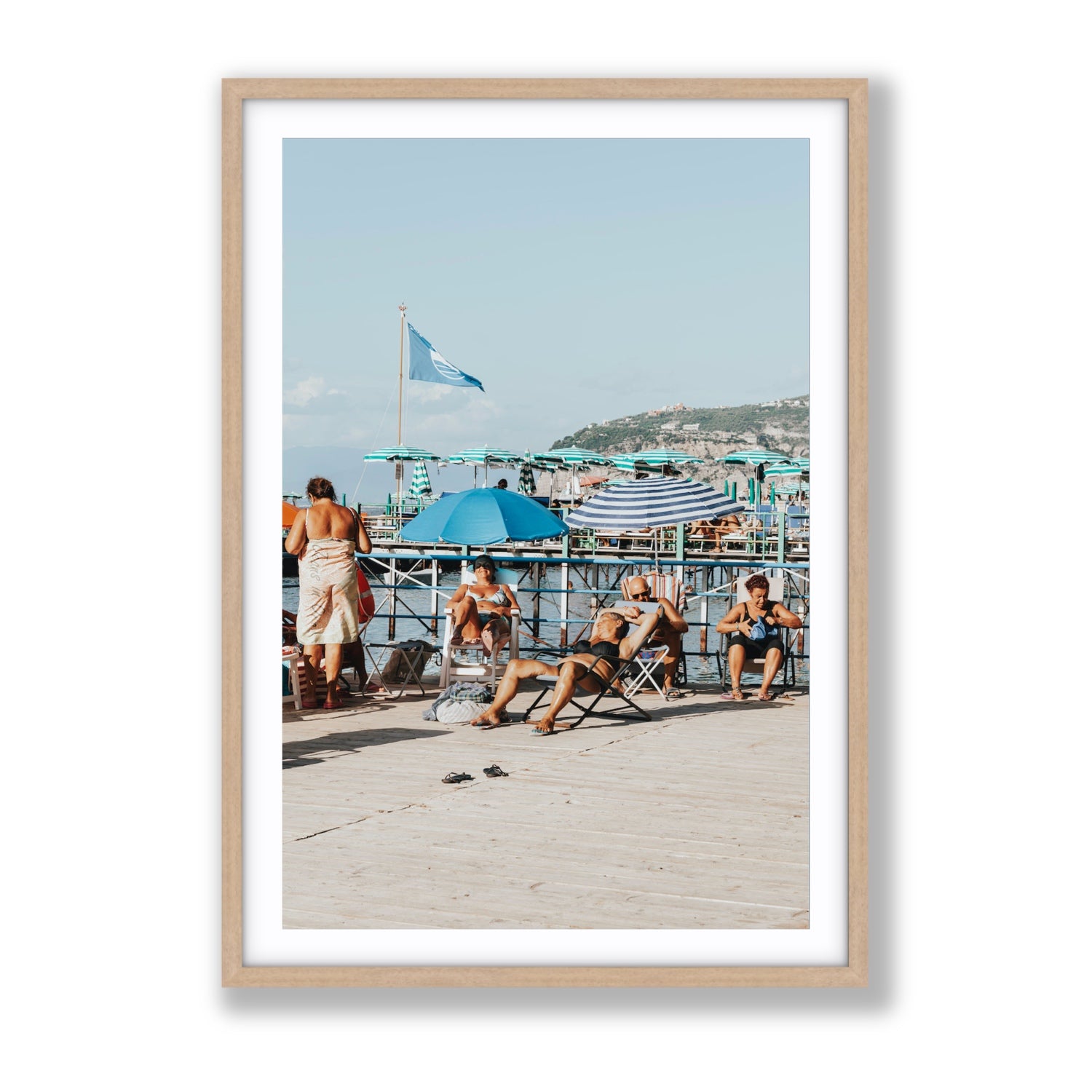 The Golden Years Sorrento Italian wall art Gallery fine art print in natural oak frame with matboard
