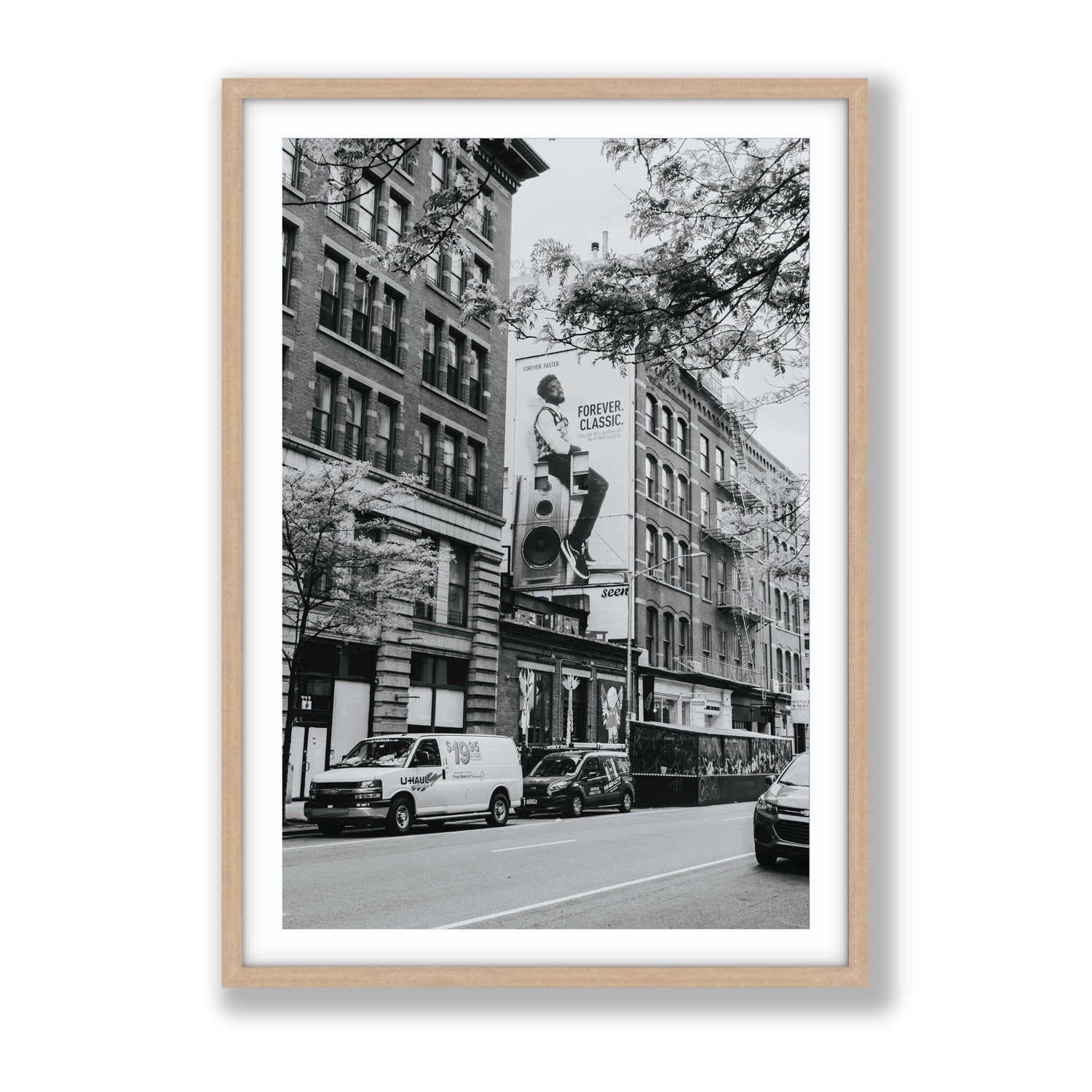 Forever Classic New York NYC Black & White wall art Gallery fine art print in natural oak frame with matboard