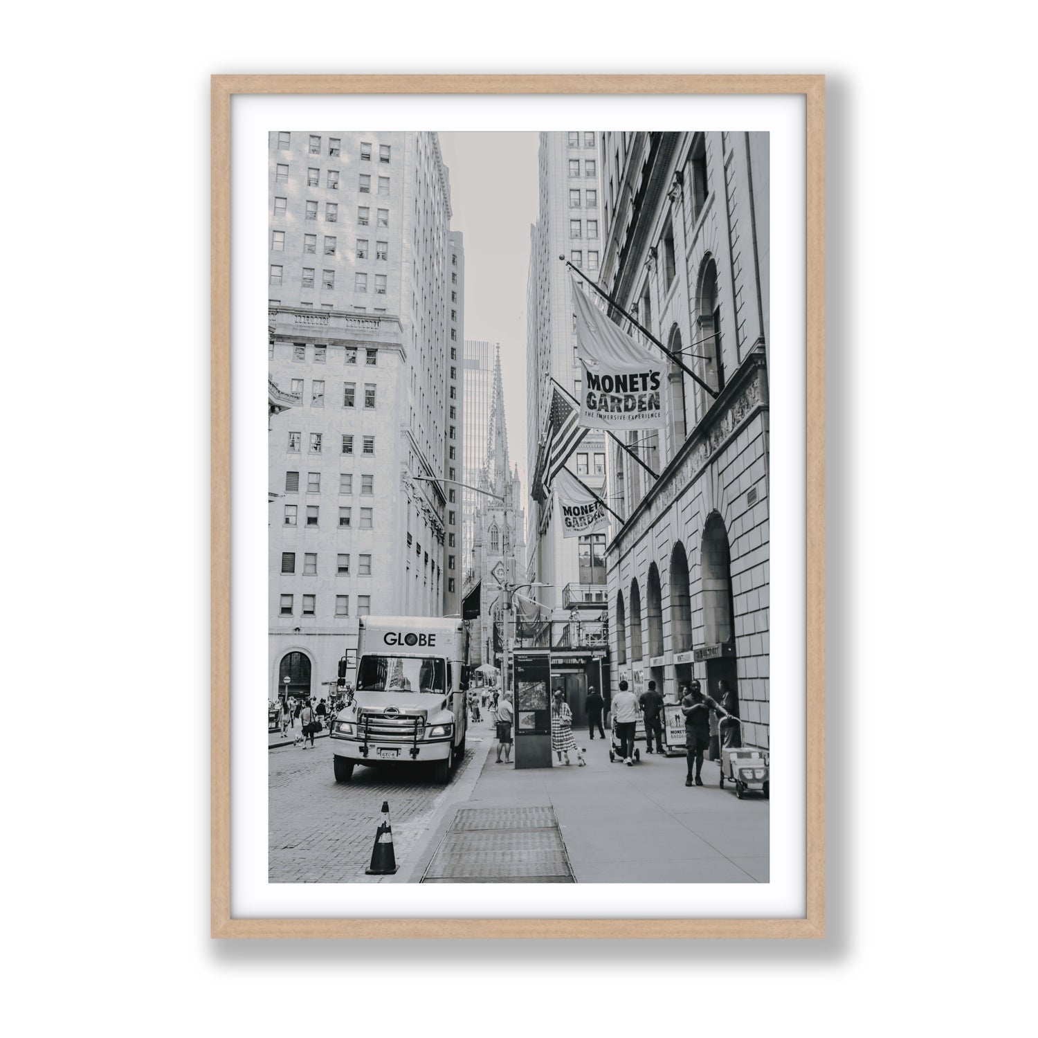 Metropolitan Monotone New York NYC Black & White wall art Gallery fine art print in natural oak frame with matboard