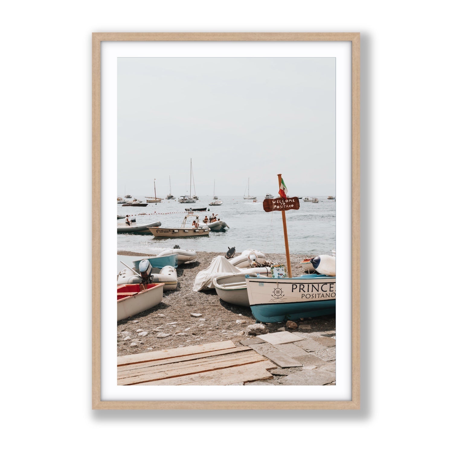 Coming Home fine art print, Positano, Italy, Gallery, Natural Oak Frame · Matboard, Fine Art Print