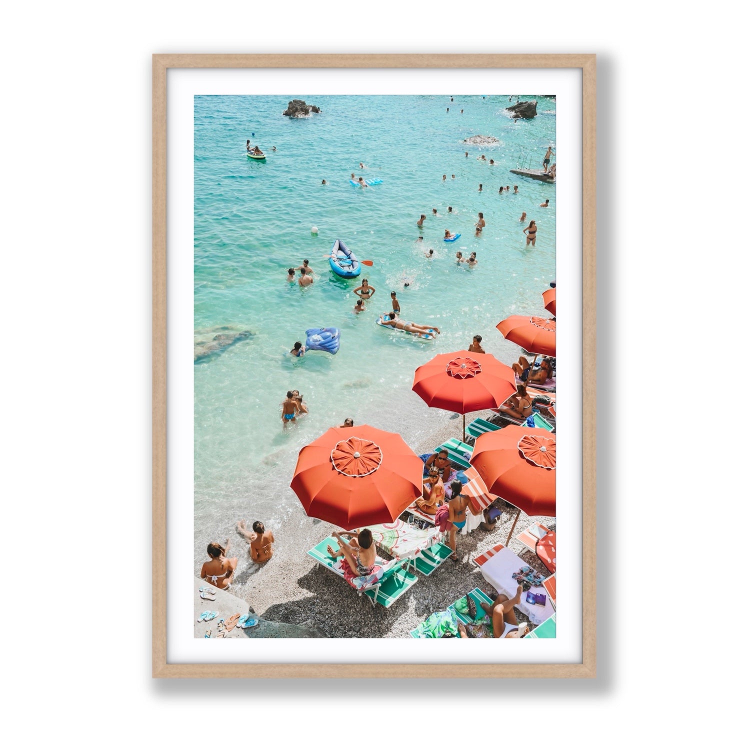Easy Street Capri Italian beach wall art Gallery fine art print in natural oak frame with matboard
