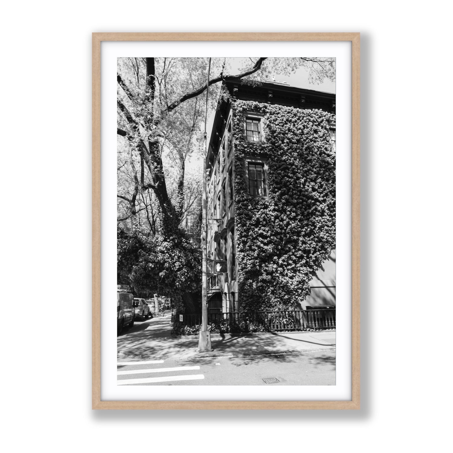 Vertical Garden New York NYC Black & White wall art Gallery fine art print in natural oak frame with matboard