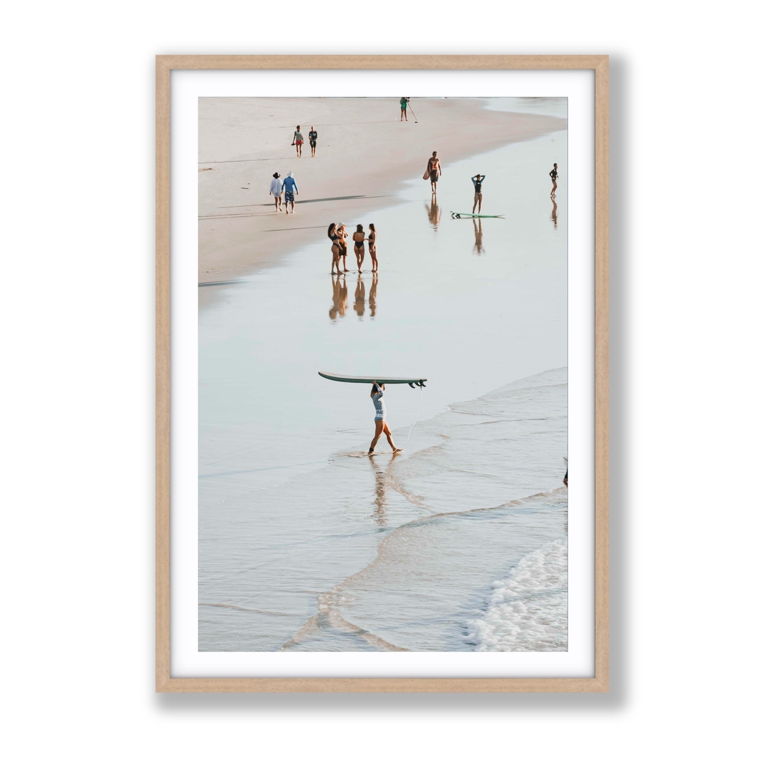 Bailey Byron Bay beach coastal decor wall art Gallery fine art print in natural oak frame with matboard