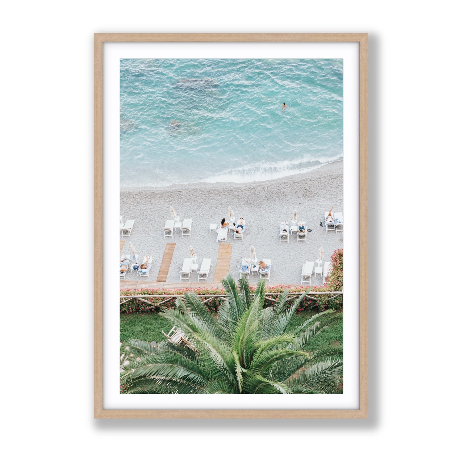 Paradiso Amalfi Mediterranean wall art Gallery fine art print in natural oak frame with matboard