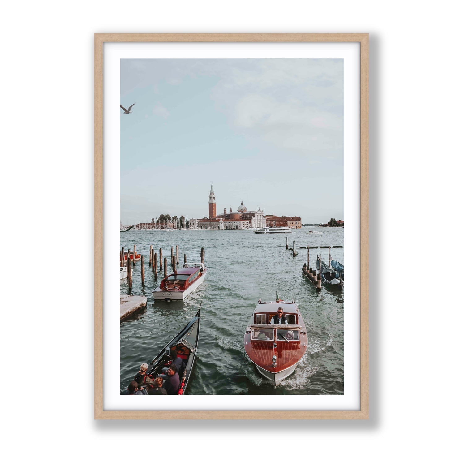 Galleggiante Venice Italian wall art Gallery fine art print in natural oak frame with matboard