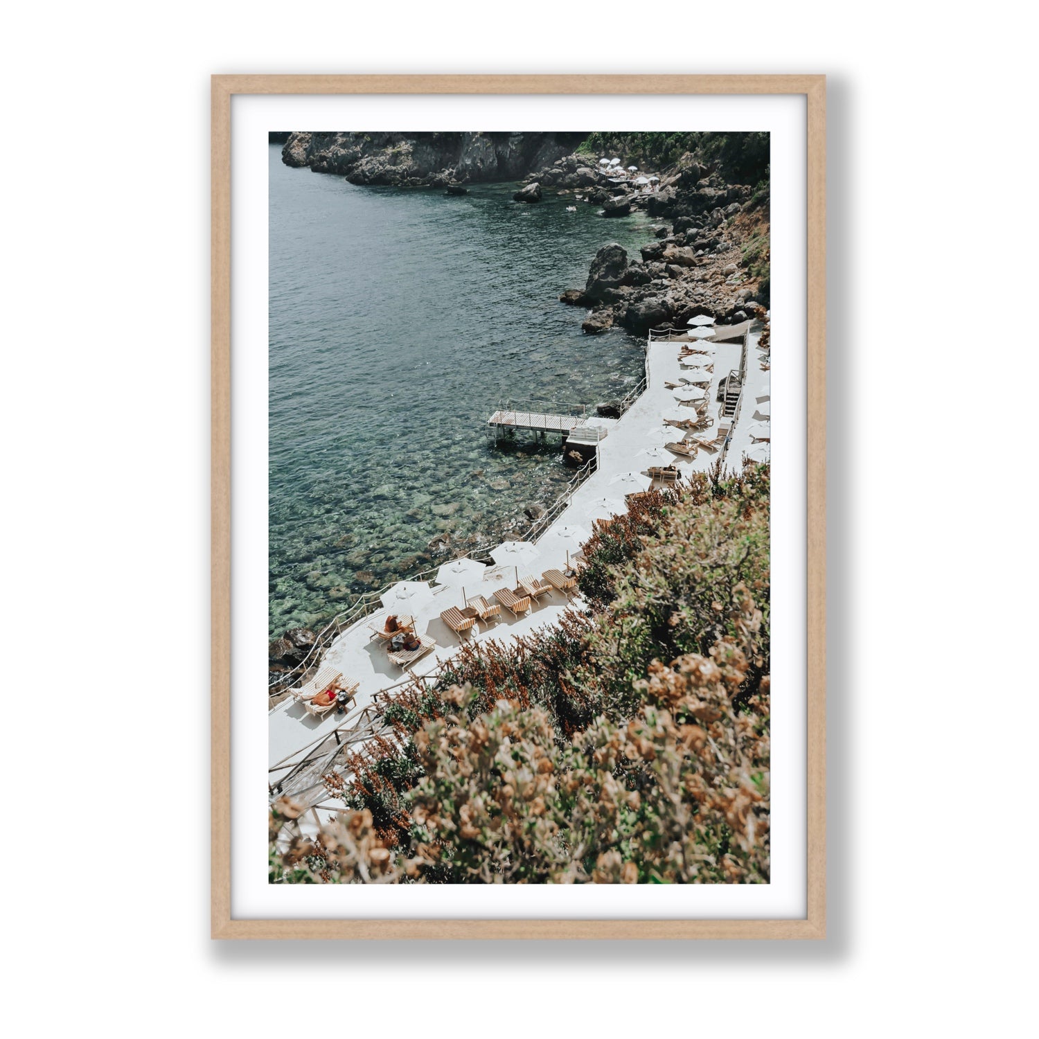 Go Beyond The Postcard Tuscany coastal wall art Gallery fine art print in natural oak frame with matboard