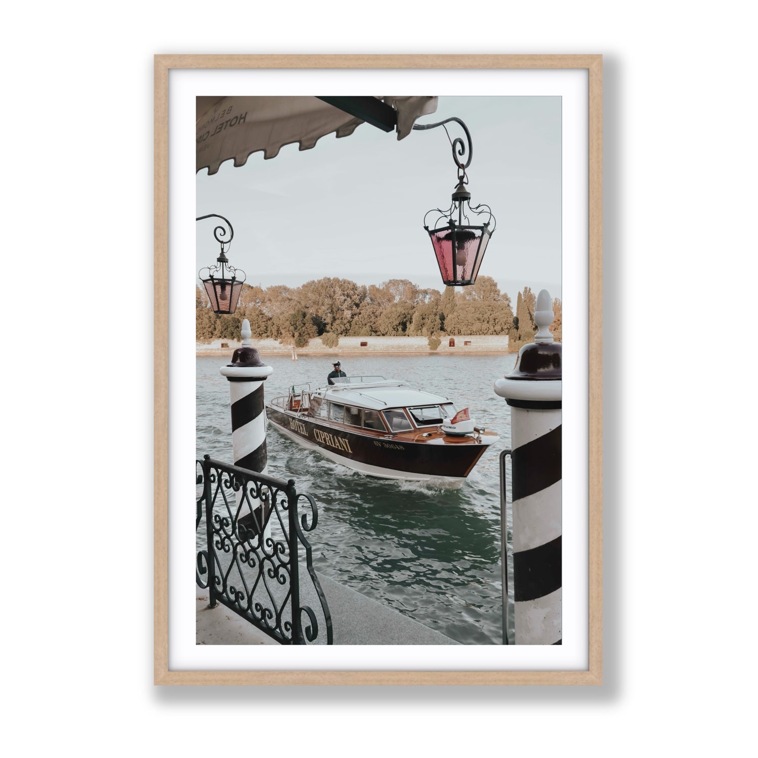 Taxi Shuttle Venice wall art Gallery fine art print in natural oak frame with matboard