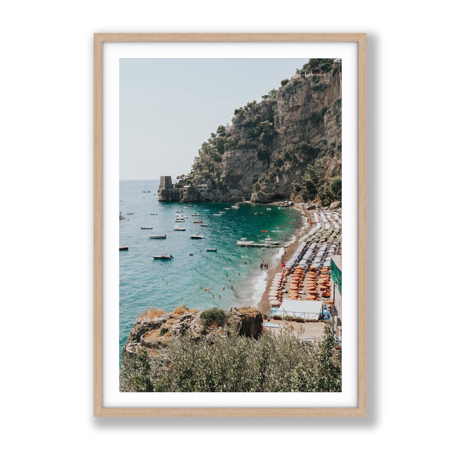 Baia dei Sogni fine art print, Positano, Italy, Gallery, Natural Oak Frame · Matboard, Fine Art Print