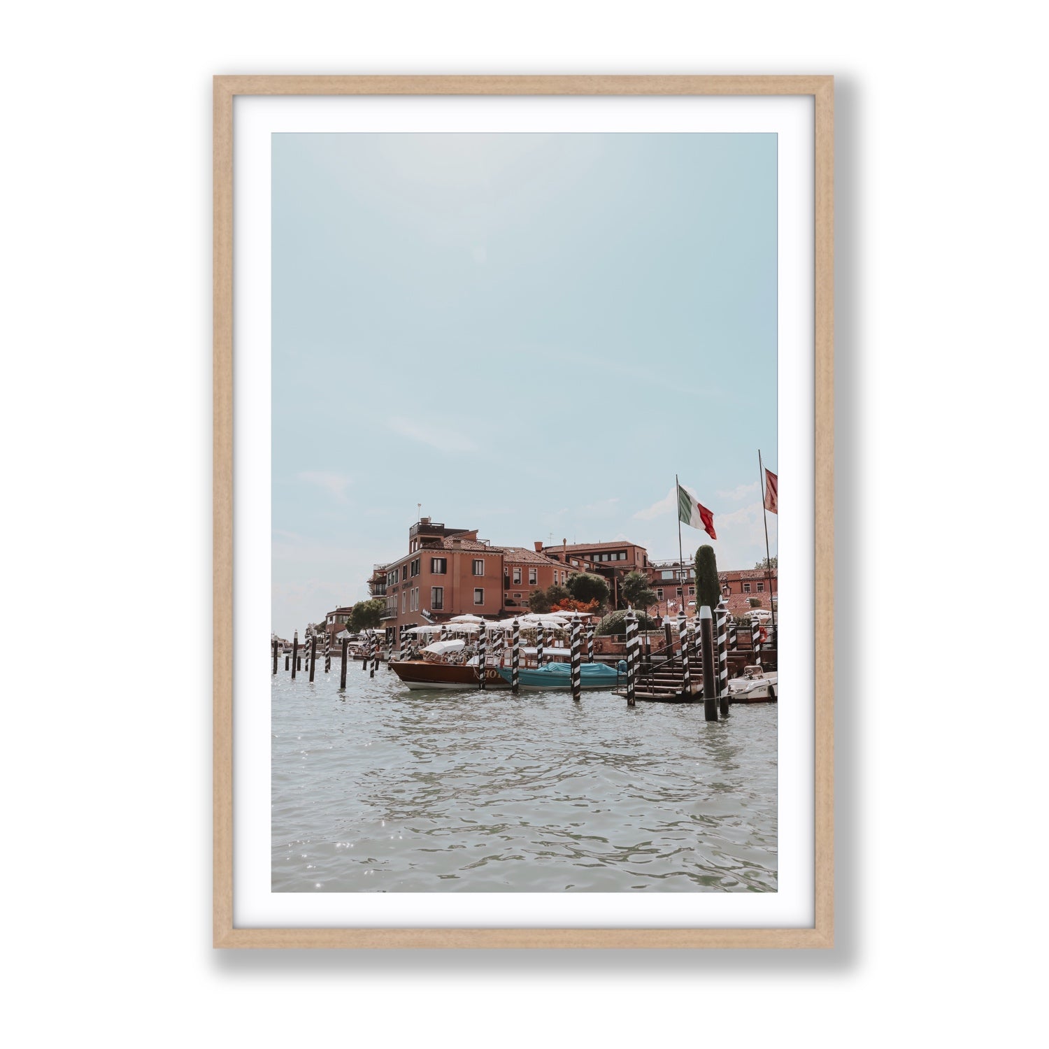 Giudecca Island Venice wall art Gallery fine art print in natural oak frame with matboard
