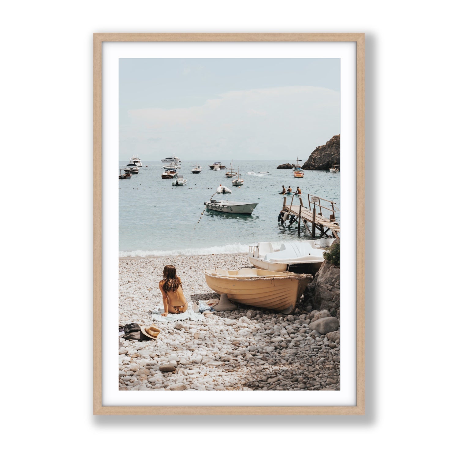 Solo Sojourn Nerano wall art Gallery fine art print in natural oak frame with matboard