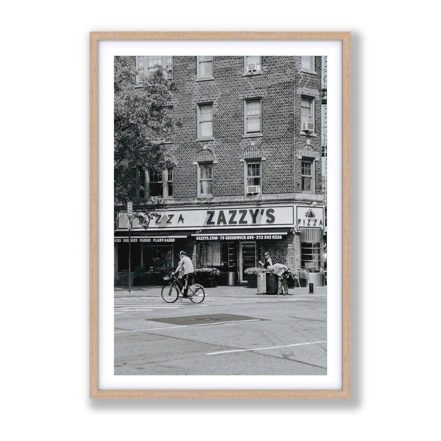 Zazzy's New York NYC Black & White wall art Gallery fine art print in natural oak frame with matboard