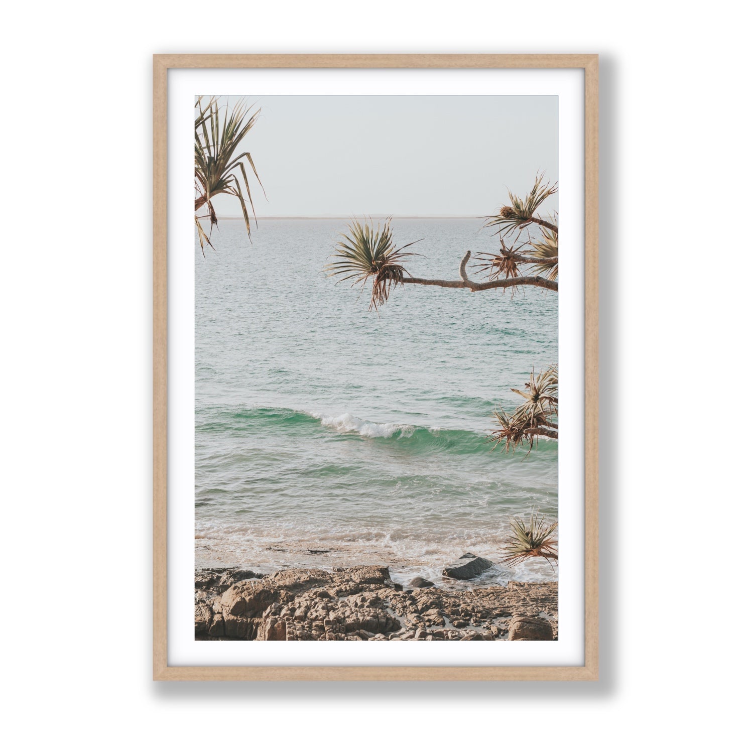 Good Vibrations fine art print, Noosa, Australia, coastal scenes artwork, Gallery, Natural Oak Frame · Matboard, Fine Art Print