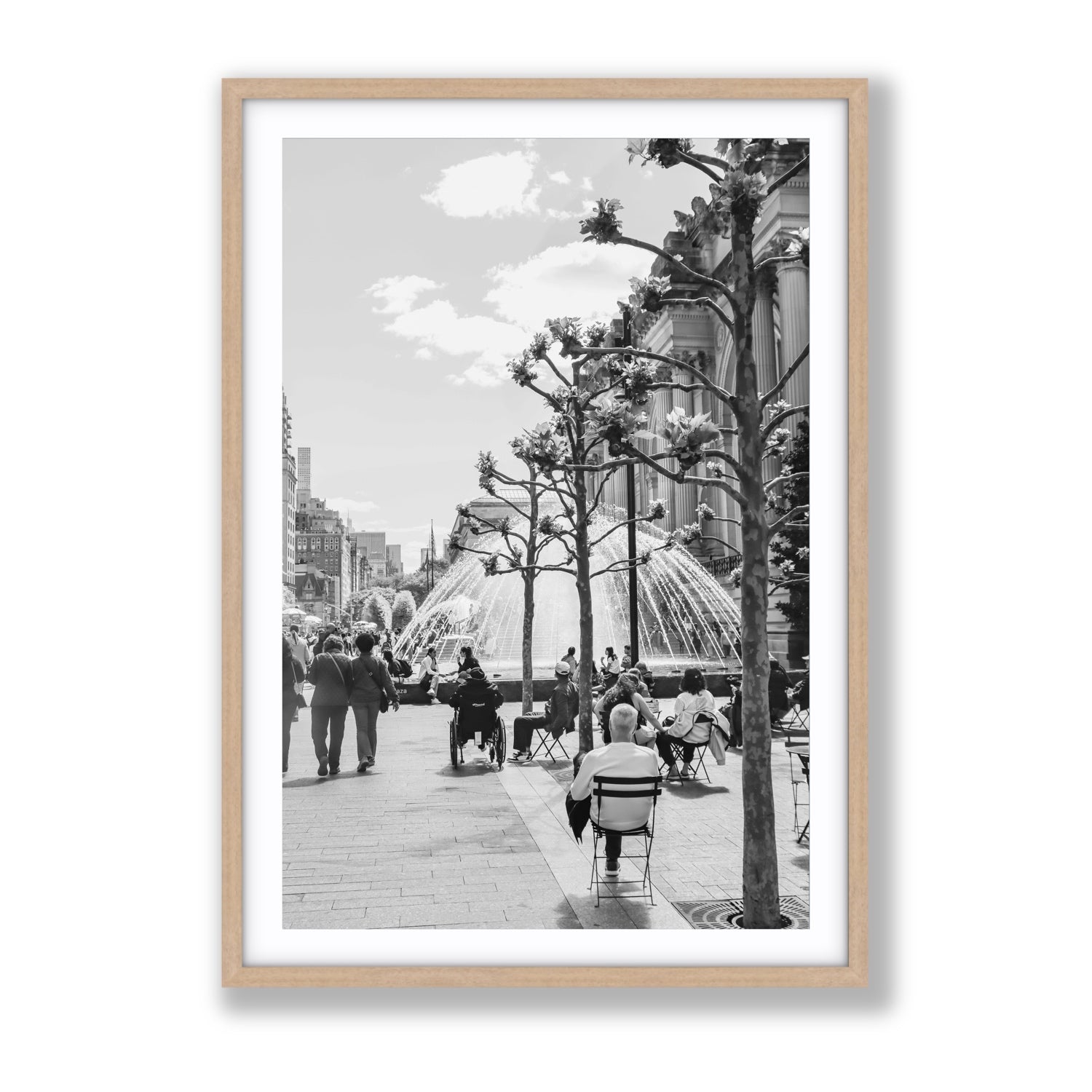 Luminary Noir New York NYC Black & White wall art Gallery fine art print in natural oak frame with matboard