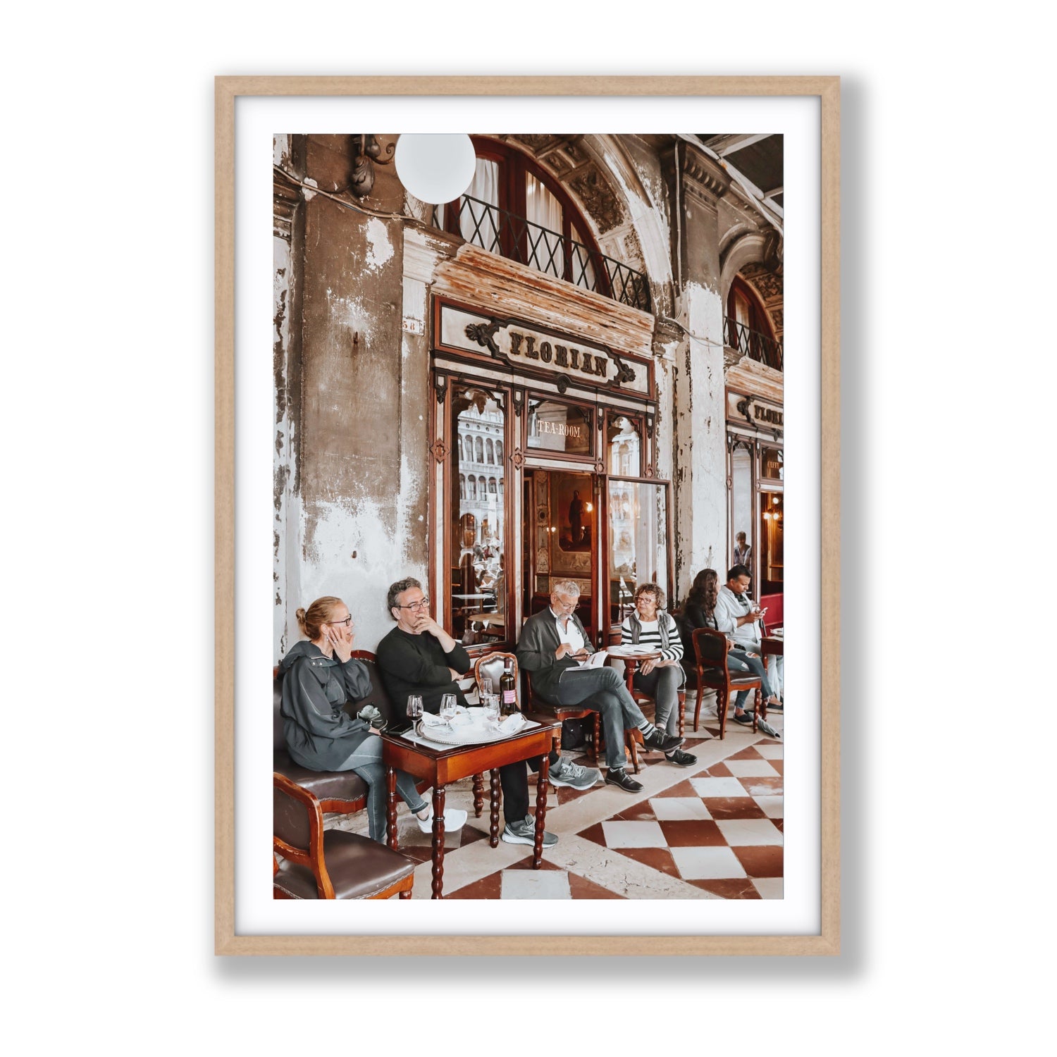 Tea Room Venice Italian wall art Gallery fine art print in natural oak frame with matboard