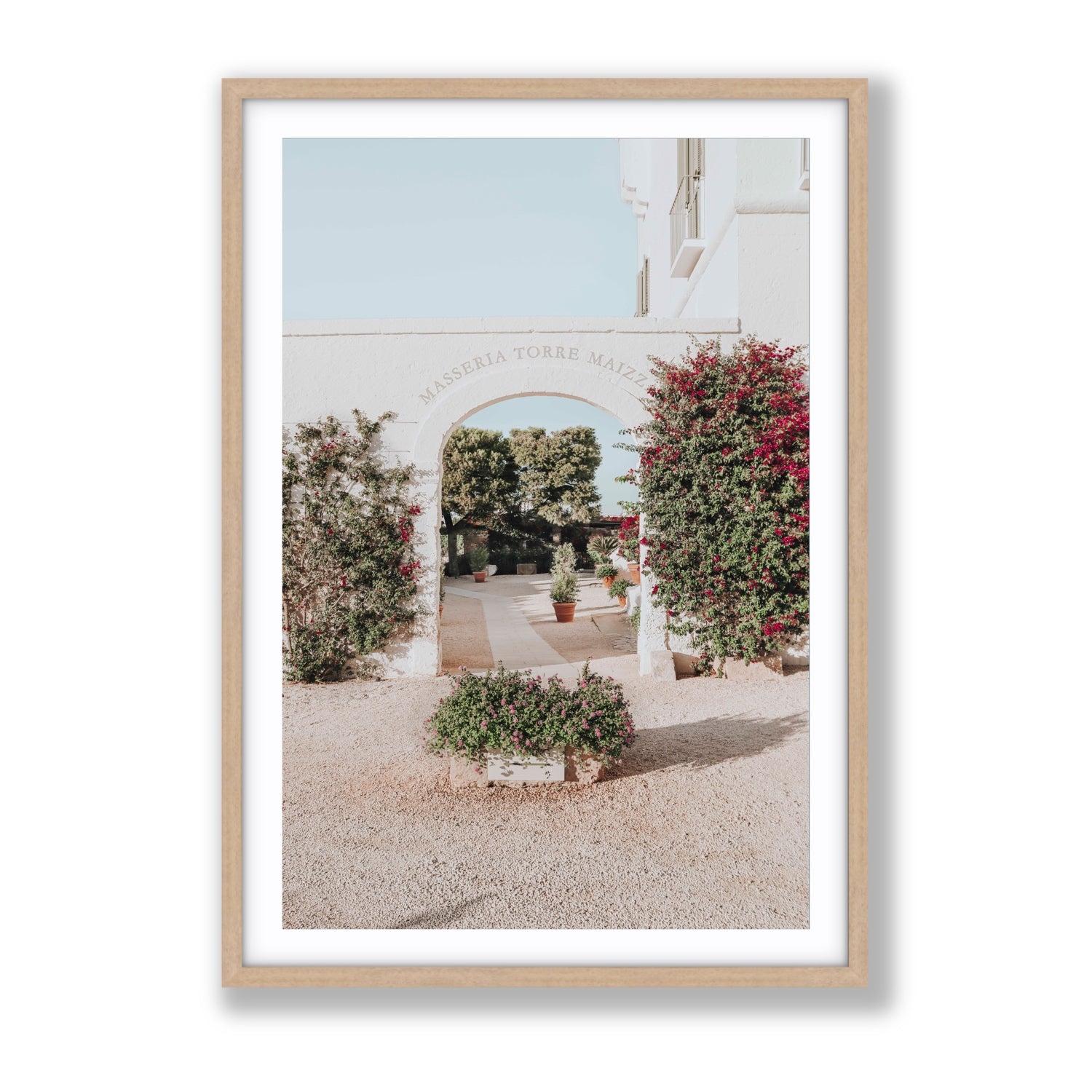 Torre Maizza Puglia Italian wall art Gallery fine art print in natural oak frame with matboard