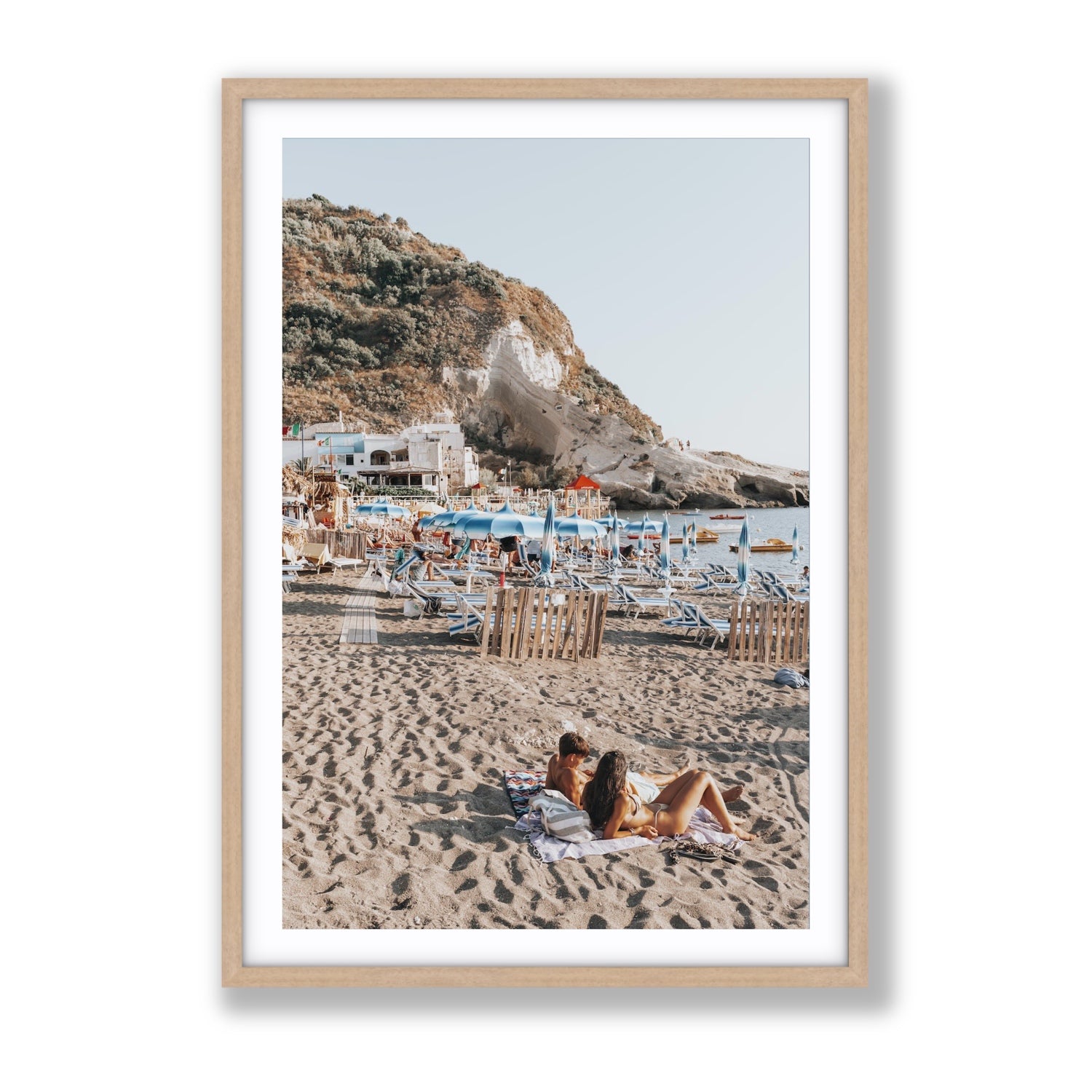 Beach Buddies fine art print, Ischia, Italy, Gallery, Natural Oak Frame · Matboard, Fine Art Print