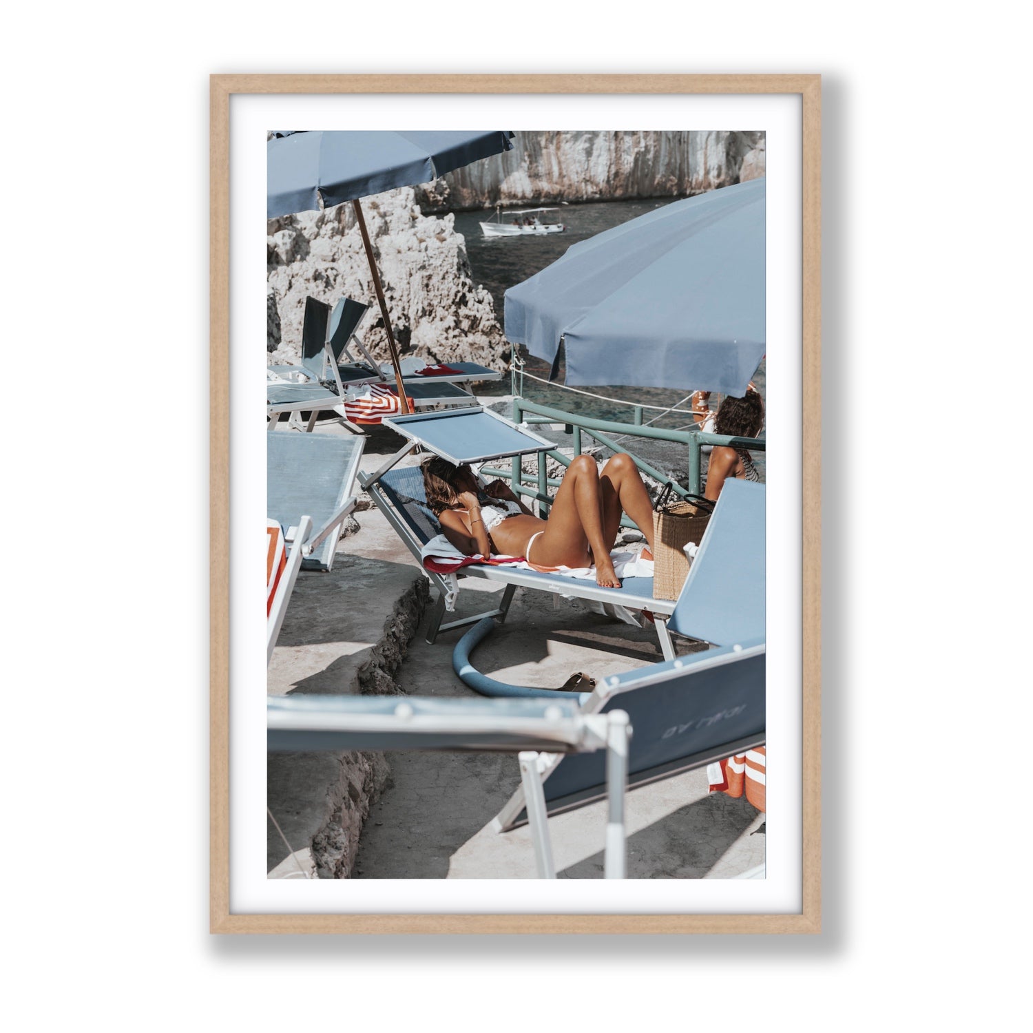 Beach Babe fine art print, Capri, Italy, Gallery, Natural Oak Frame · Matboard, Fine Art Print