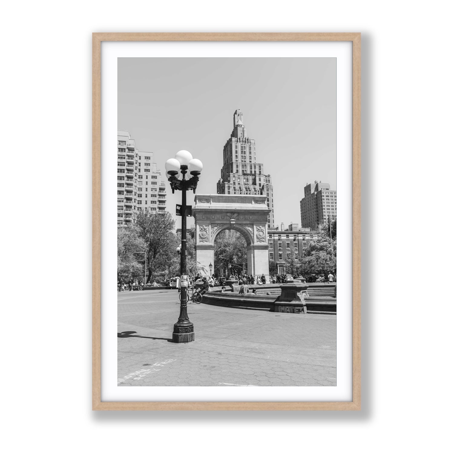 Pole Position New York NYC Black & White wall art Gallery fine art print in natural oak frame with matboard