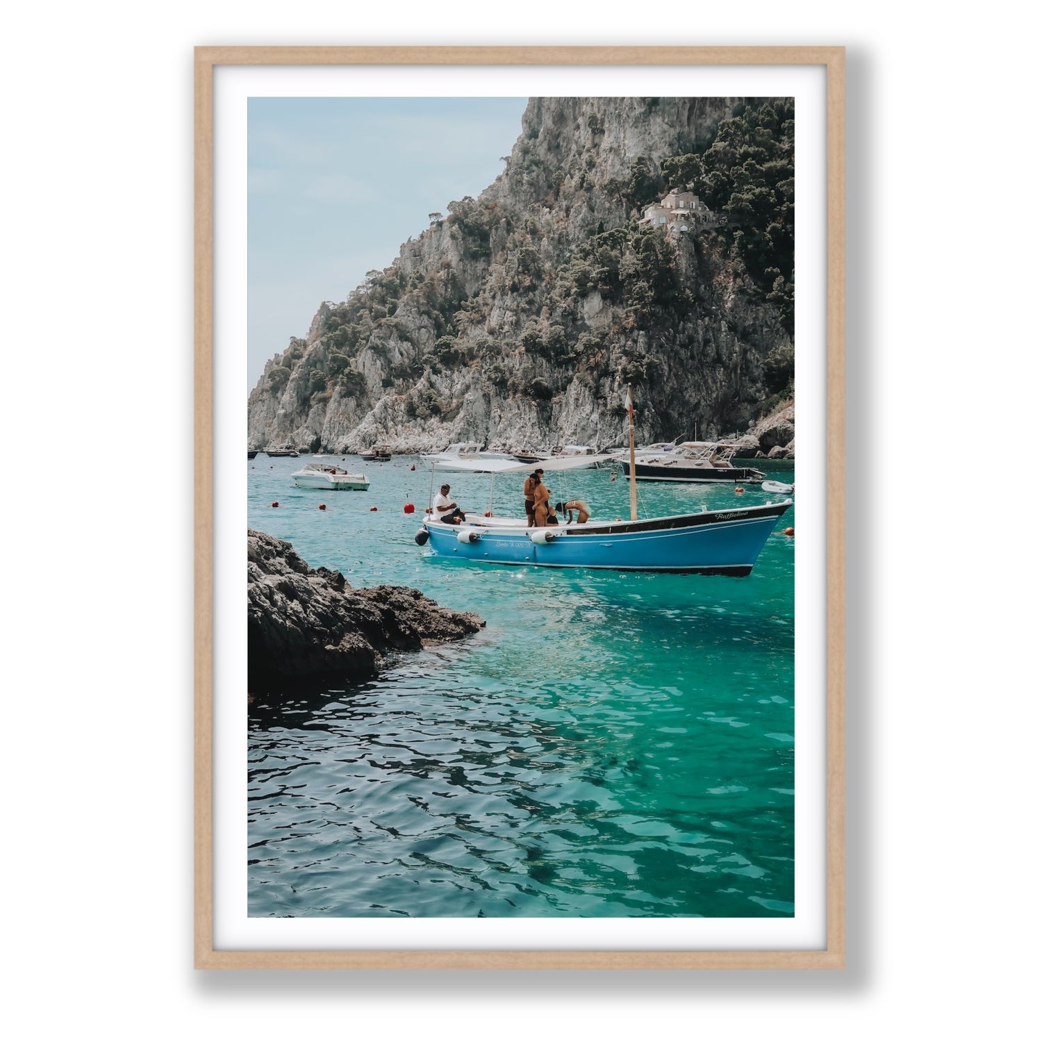 Emerald Escape fine art print, Capri, Italy, Statement, Natural Oak Frame · Matboard, Fine Art Print