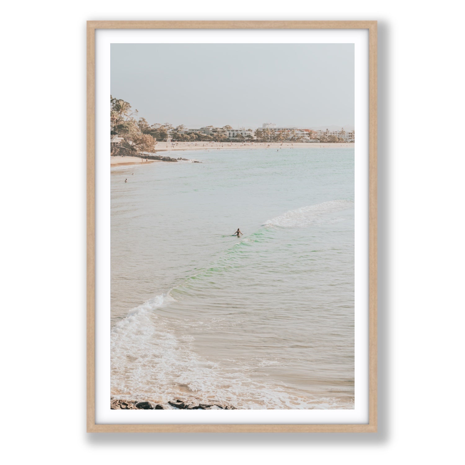Salt Reverie fine art print, Noosa, Australia, coastal scenes artwork, Statement, Natural Oak Frame · Matboard, Fine Art Print