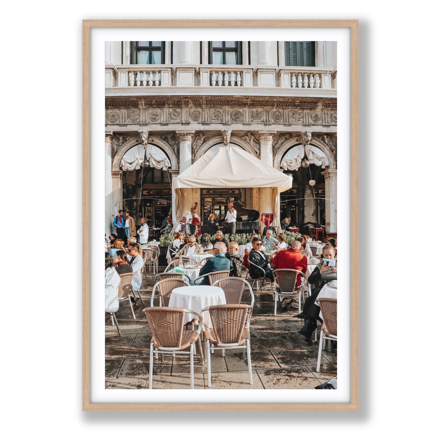 Piazza San Marco Venice Italian wall art Statement fine art print in natural oak frame with matboard