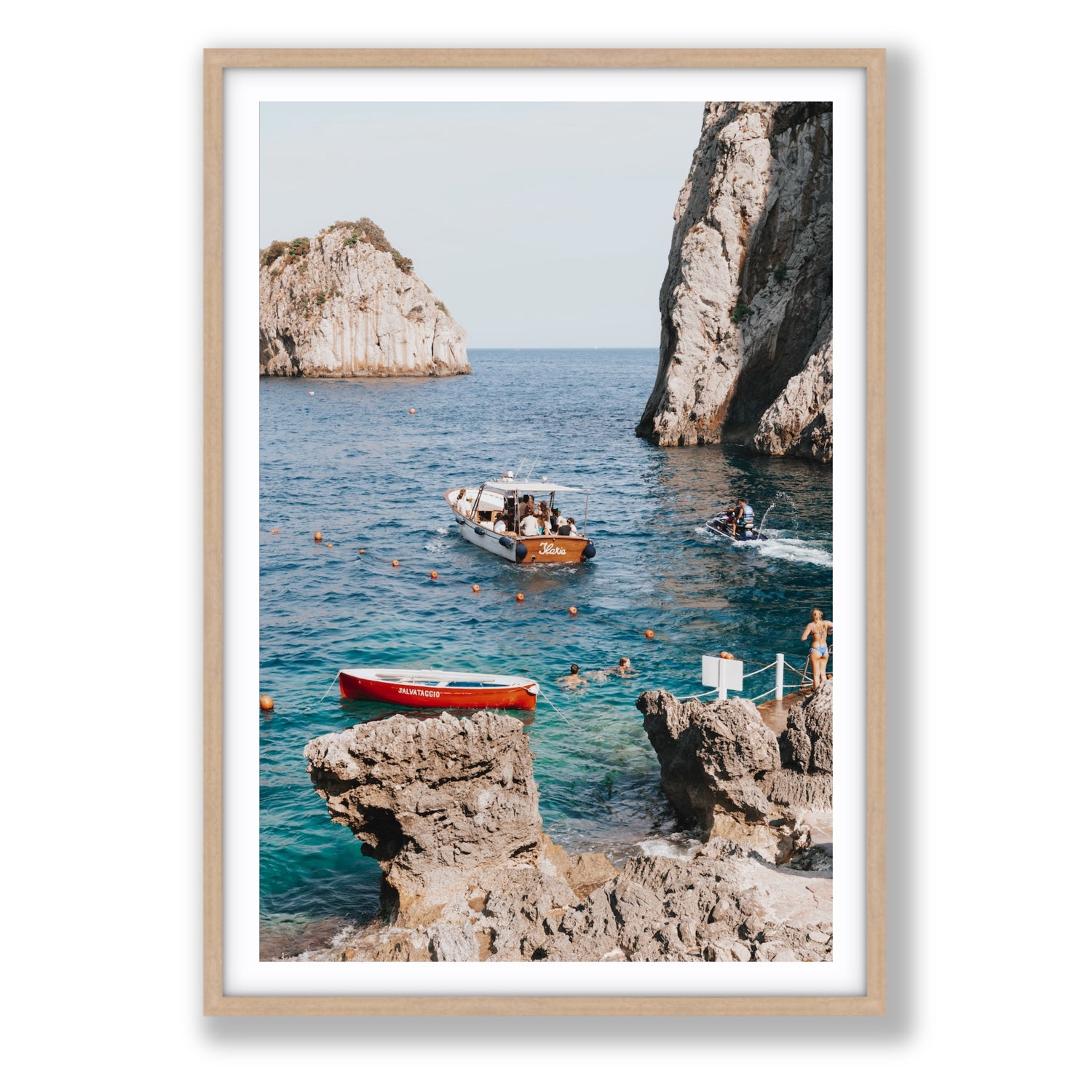Set Sail fine art print, Capri, Italy, Statement, Natural Oak Frame · Matboard, Fine Art Print
