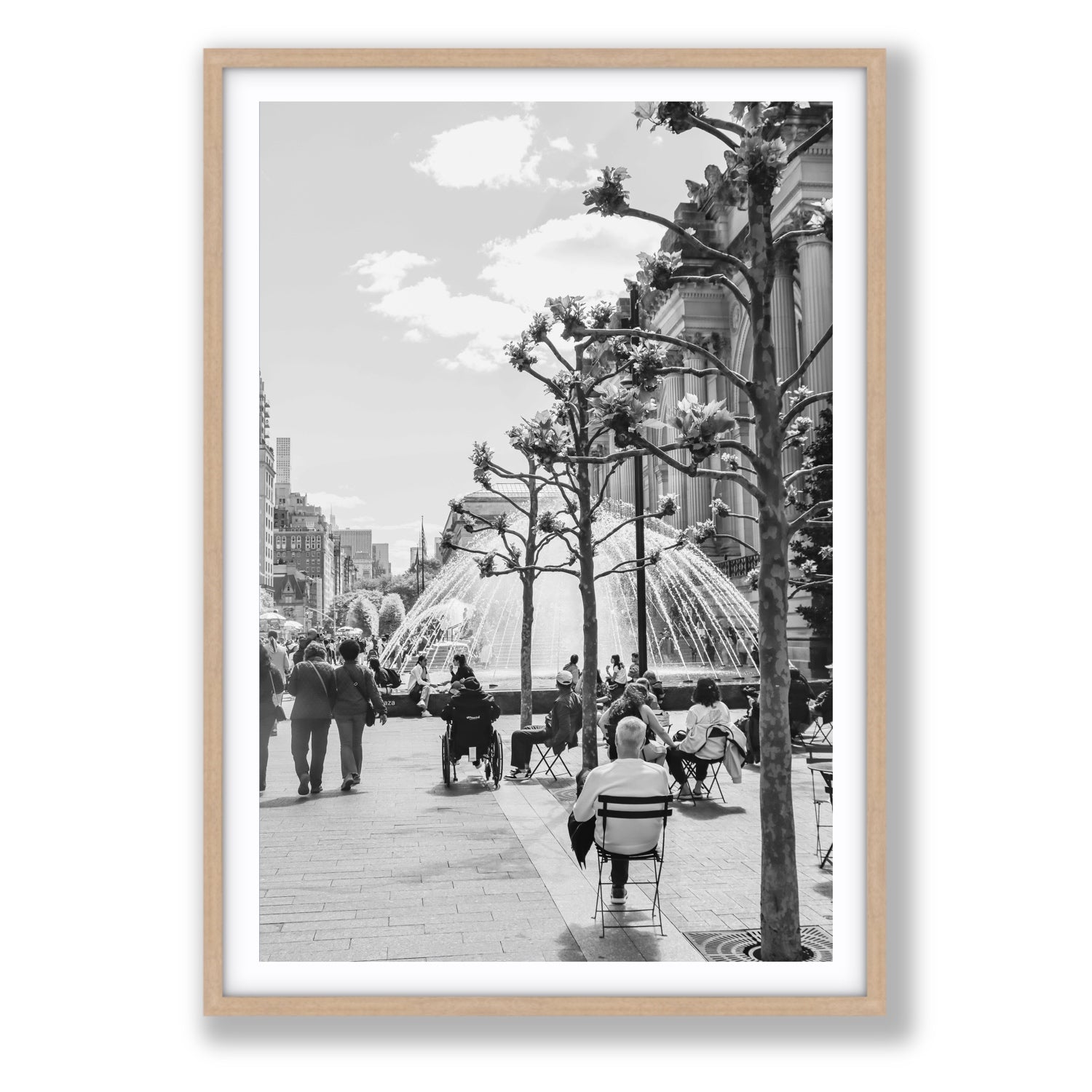 Luminary Noir New York NYC Black & White wall art Statement fine art print in natural oak frame with matboard