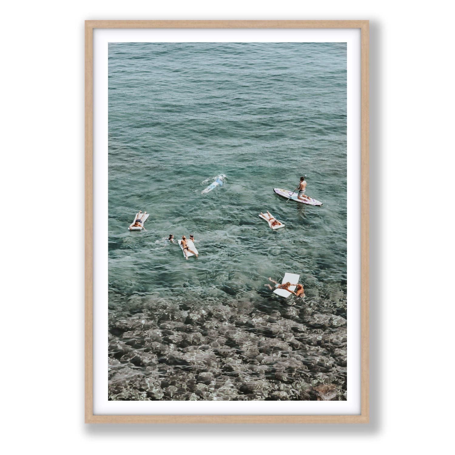 The Big Chill Tuscany coastal Italian wall art Statement fine art print in natural oak frame with matboard