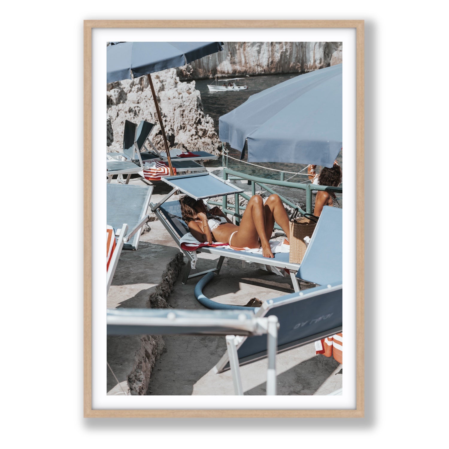 Beach Babe fine art print, Capri, Italy, Statement, Natural Oak Frame · Matboard, Fine Art Print