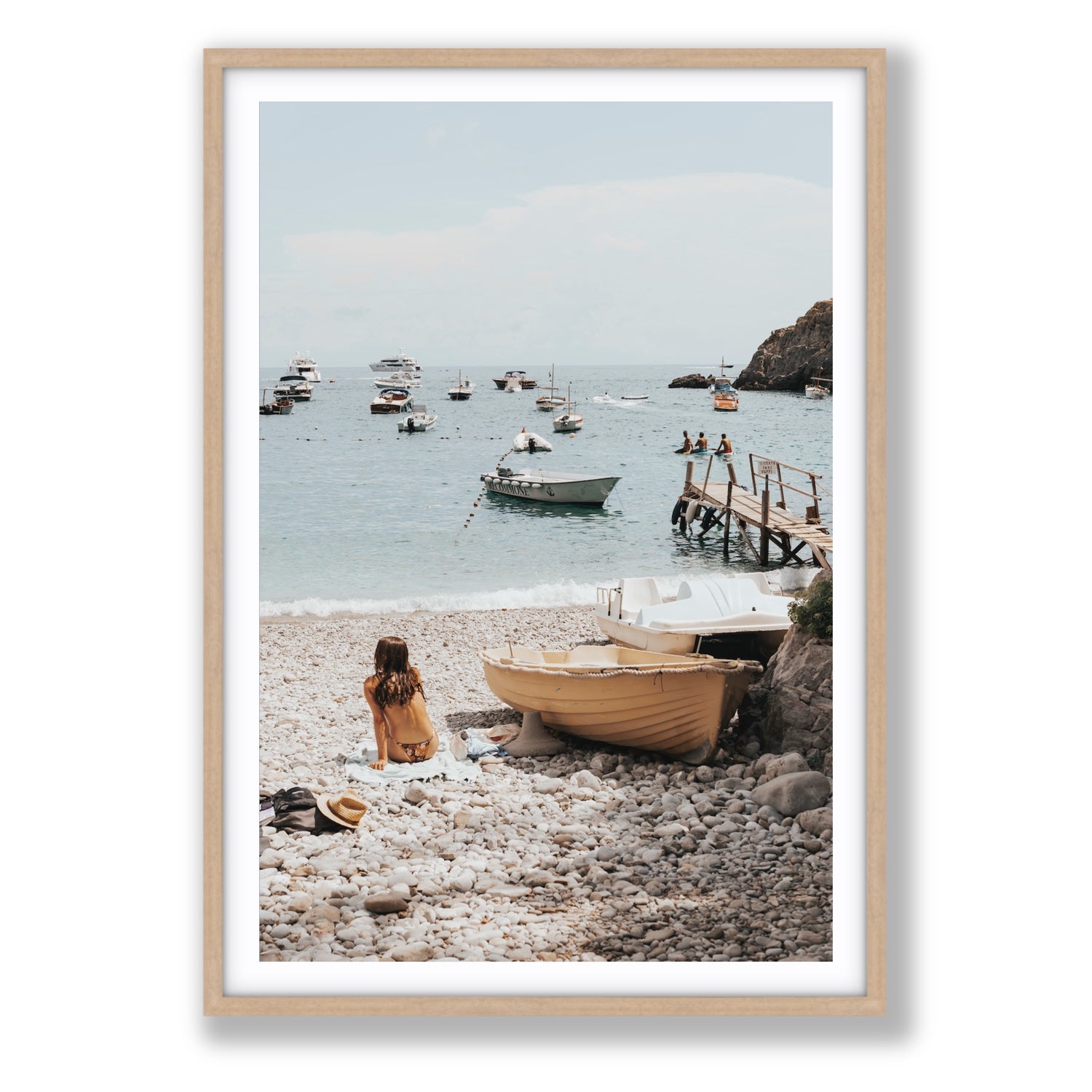 Solo Sojourn Nerano wall art Statement fine art print in natural oak frame with matboard