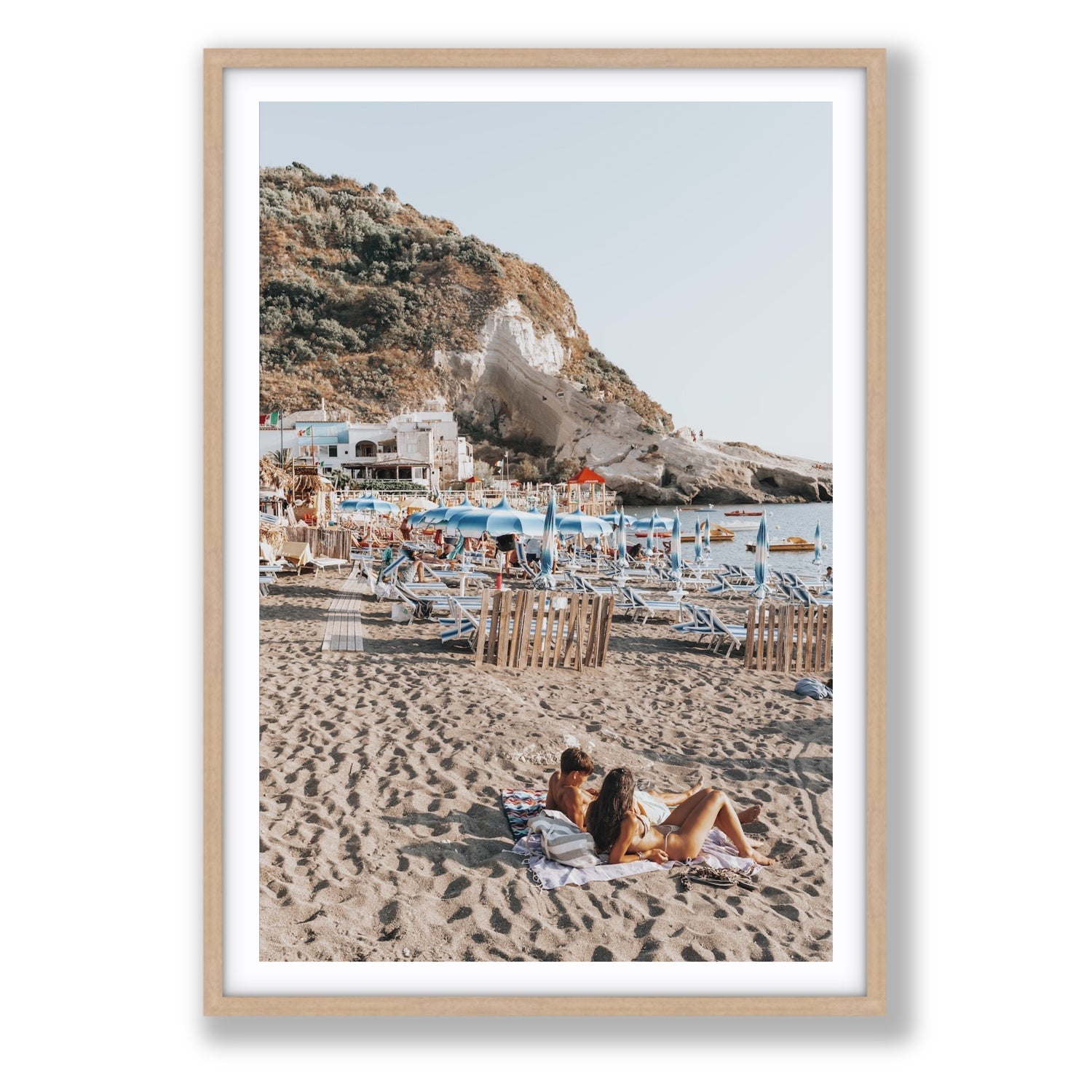 Beach Buddies fine art print, Ischia, Italy, Statement, Natural Oak Frame · Matboard, Fine Art Print