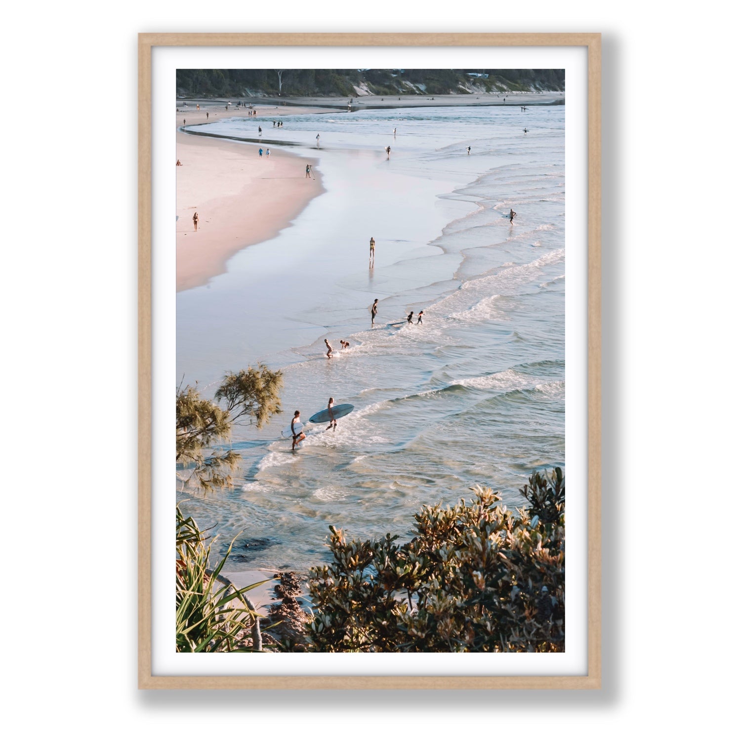 Healing Waters fine art print, Byron Bay, Australia, Statement, Natural Oak Frame · Matboard, Fine Art Print