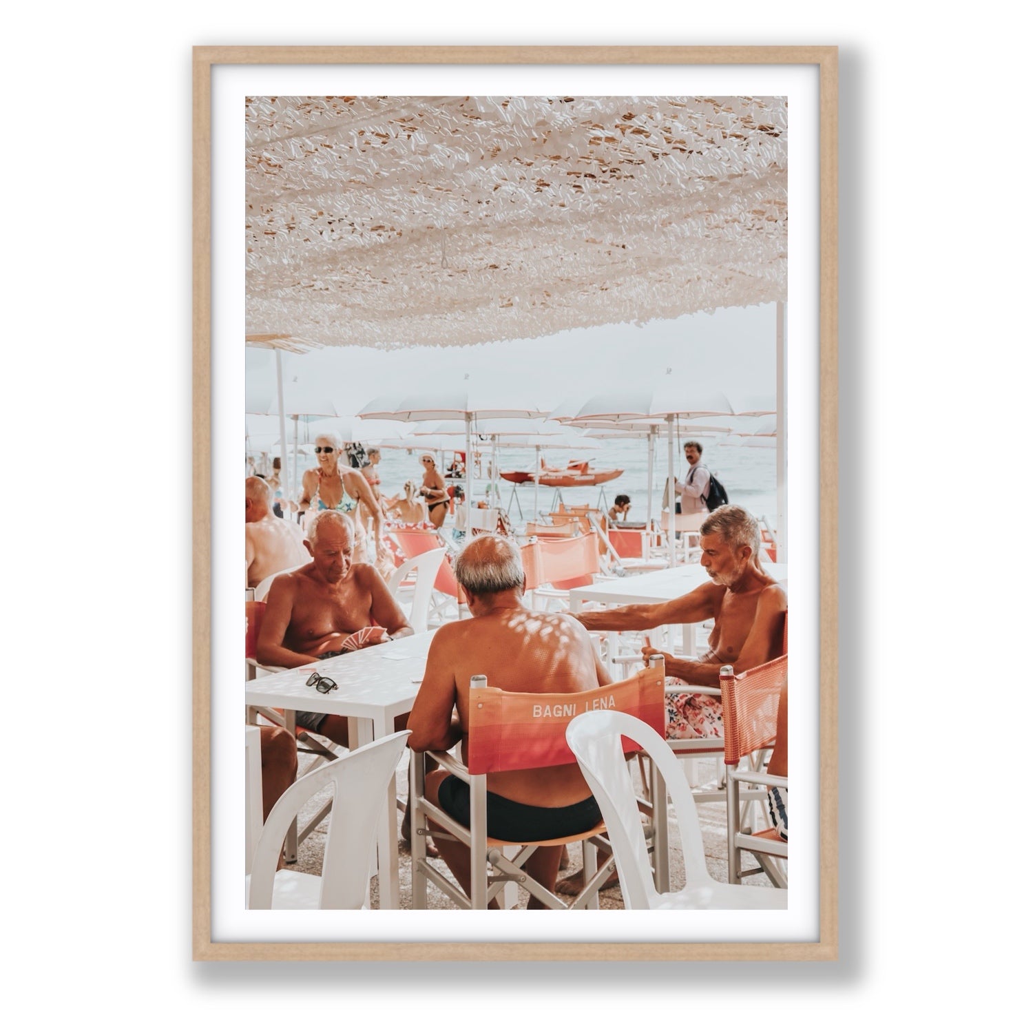 The Players fine art print, Alassio, Italy, Statement, Natural Oak Frame · Matboard, Fine Art Print