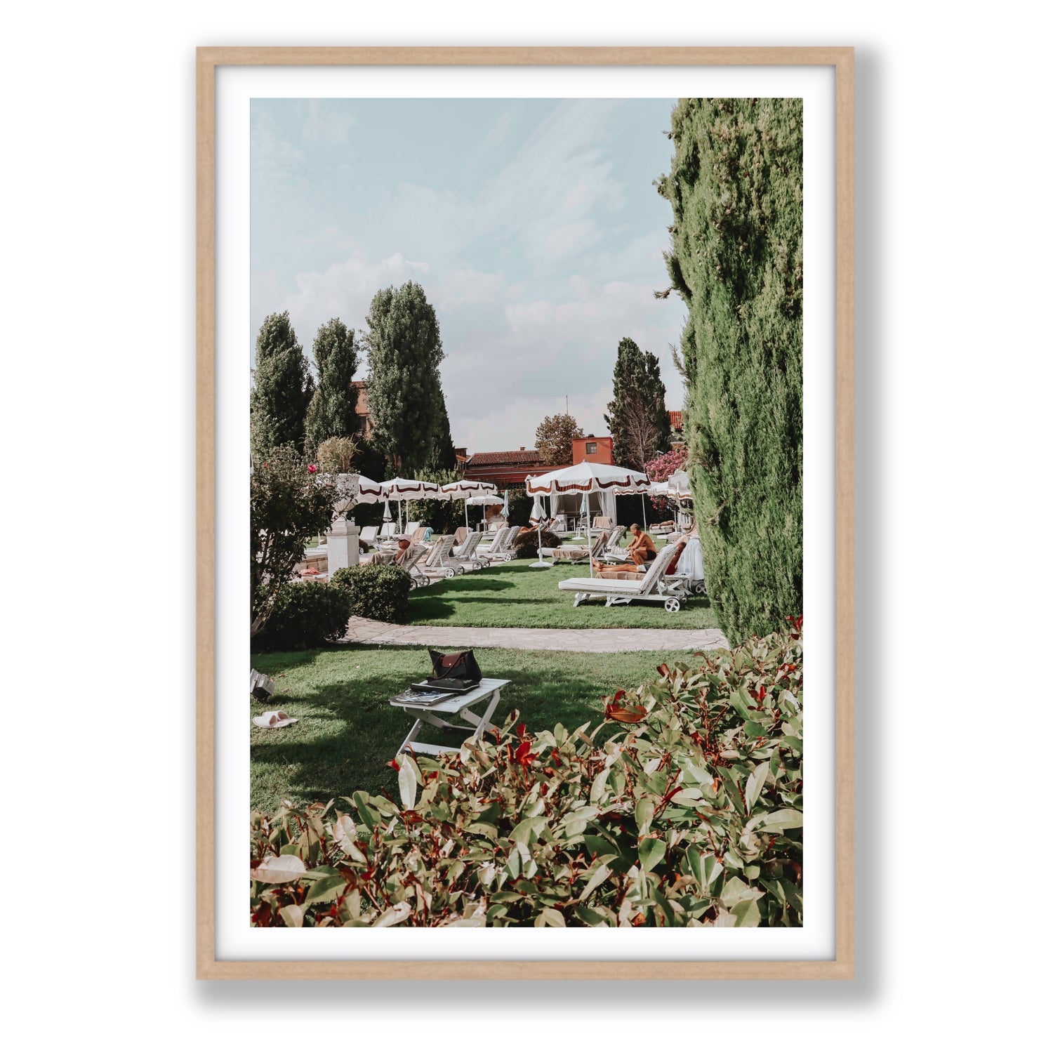 Private Serenity Venice Italian wall art Statement fine art print in natural oak frame with matboard