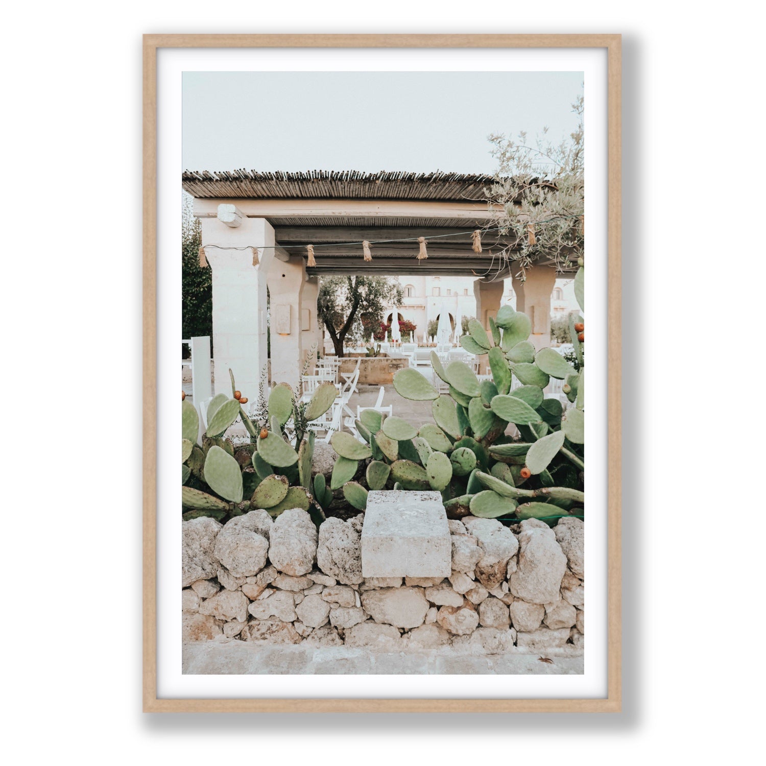 Puglia Flora Puglia Borgo Egnazia Mediterranean wall art Statement fine art print in natural oak frame with matboard