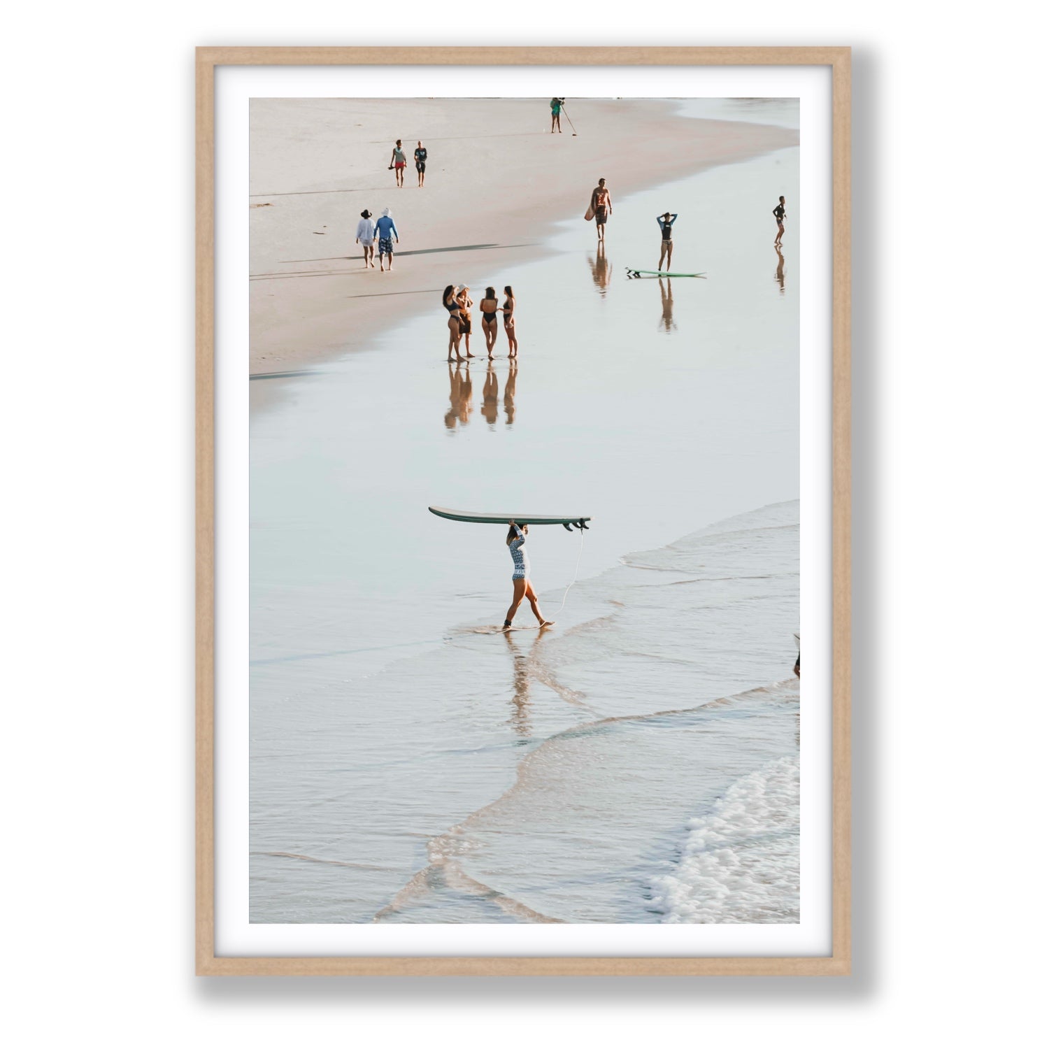 Bailey Byron Bay beach coastal decor wall art Statement fine art print in natural oak frame with matboard